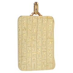 Modern 18 Karat Yellow Gold Hieroglyphics Medal Pendant