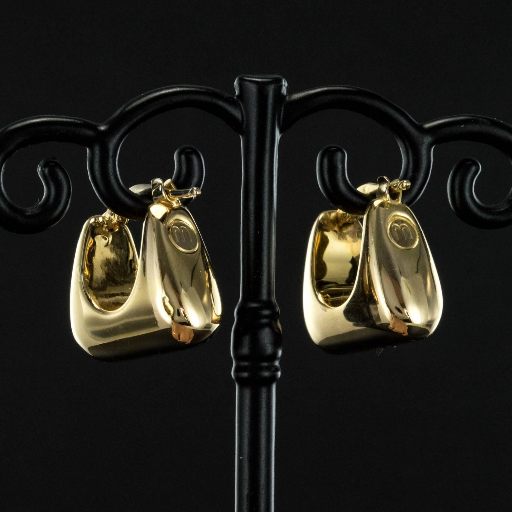 Modern 18 Karat Yellow Gold Hoop Earrings 4