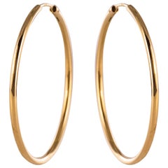 Modern 18 Karat Yellow Gold Hoop Earrings