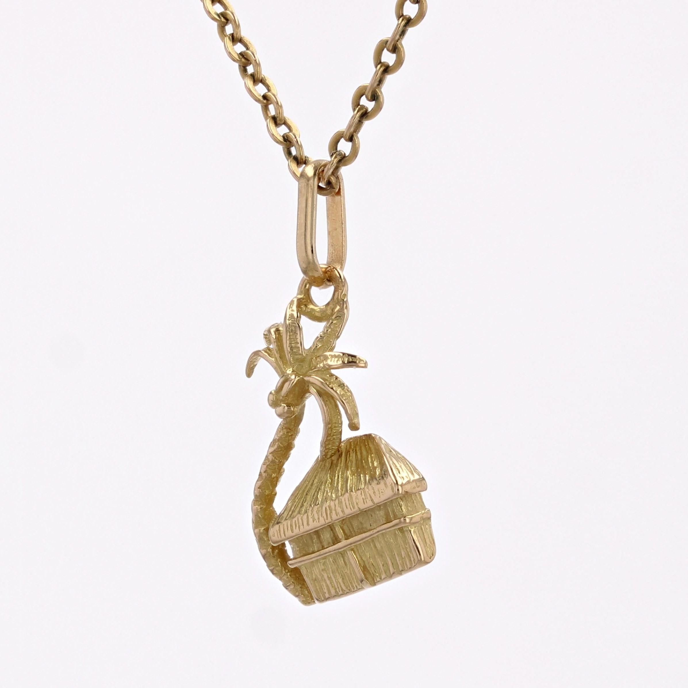 Pendentif moderne en or jaune 18 carats avec breloque arbre de noix de coco Pour femmes en vente
