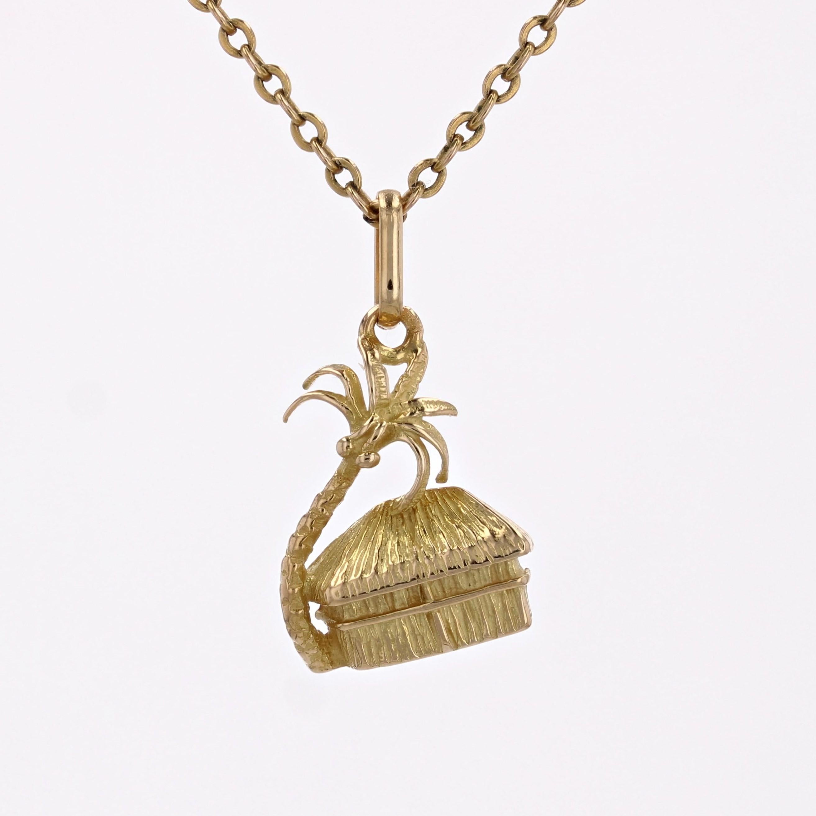 Pendentif moderne en or jaune 18 carats avec breloque arbre de noix de coco en vente 3