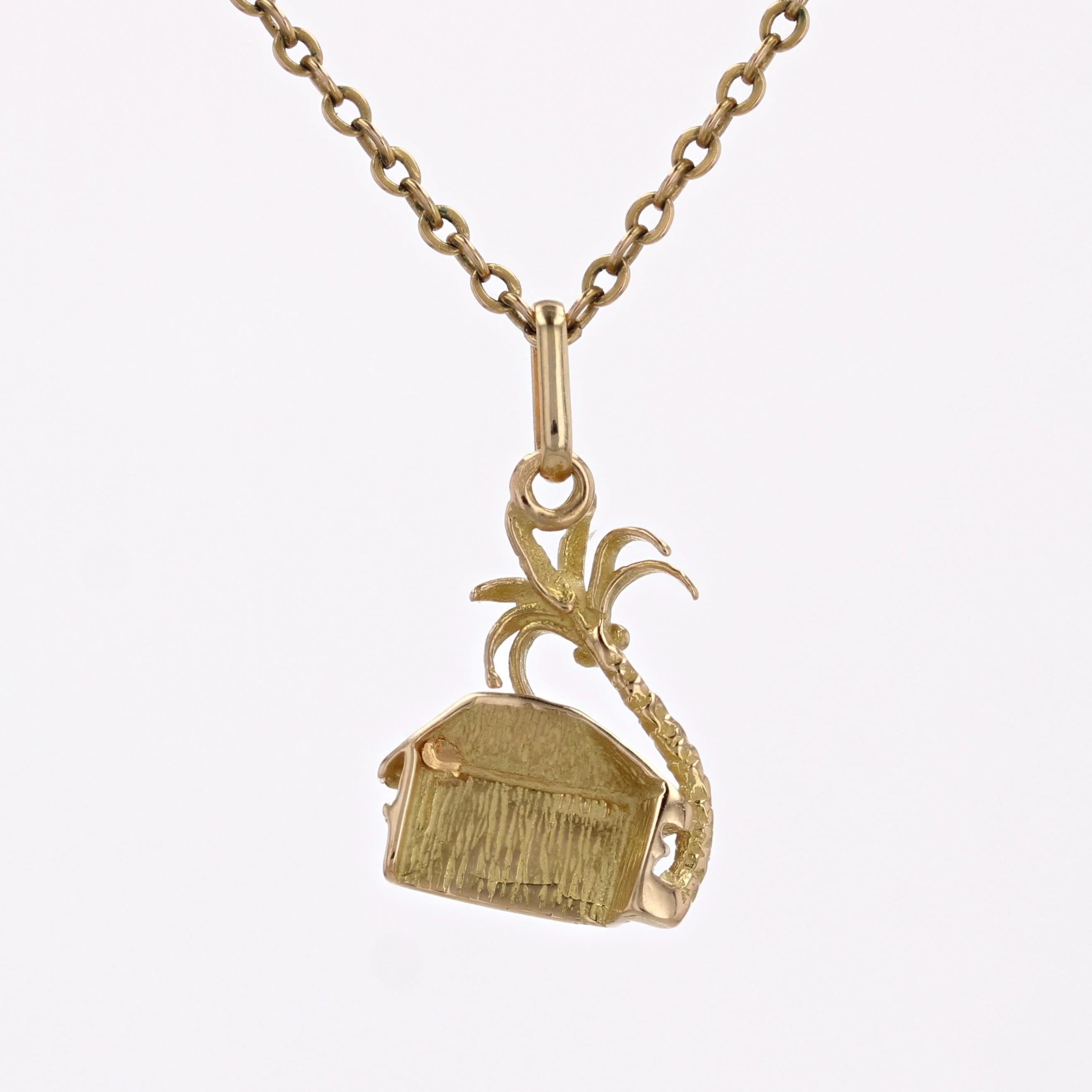 Pendentif moderne en or jaune 18 carats avec breloque arbre de noix de coco en vente 4