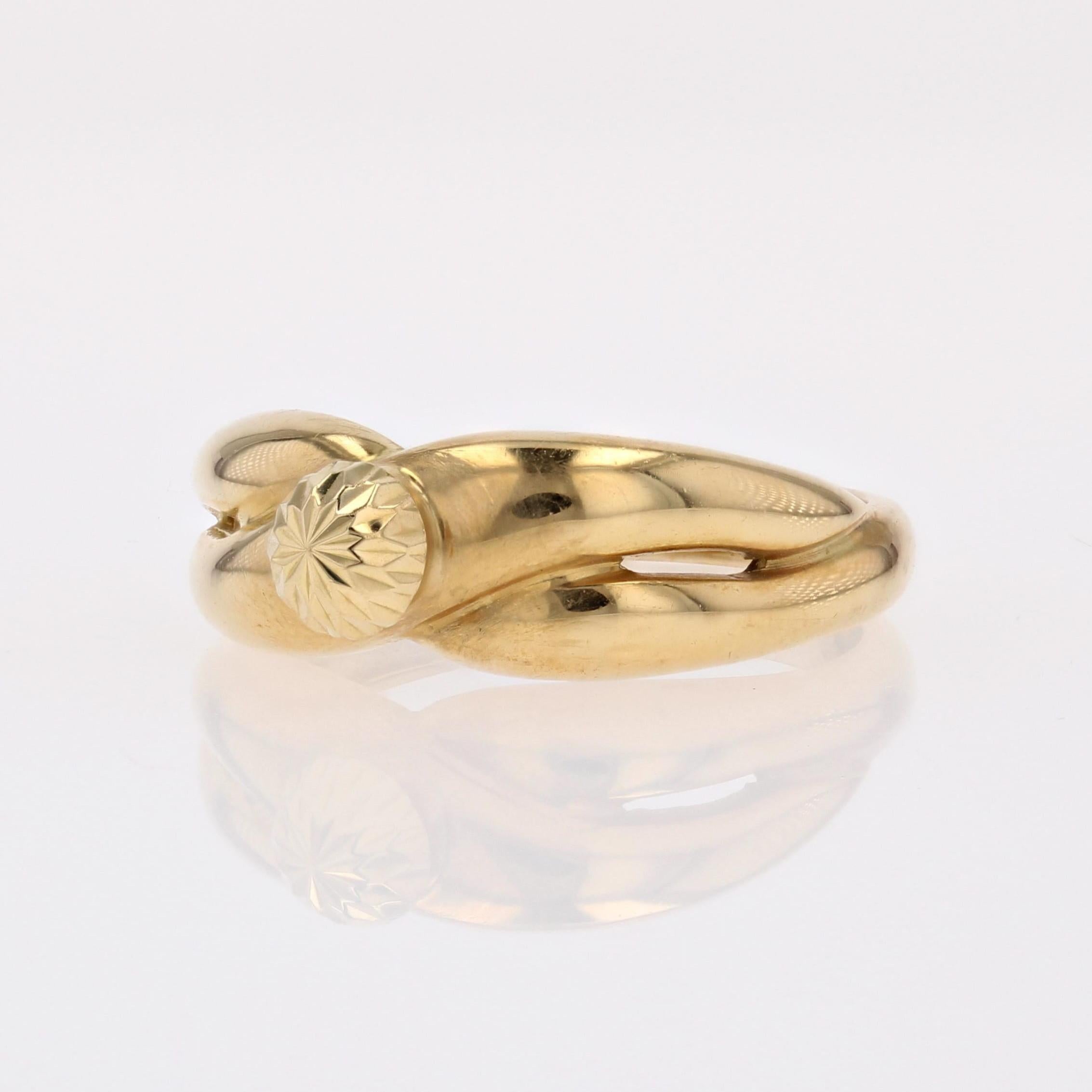 Modern 18 Karat Yellow Gold Interlaced Domed Ring In Good Condition In Poitiers, FR