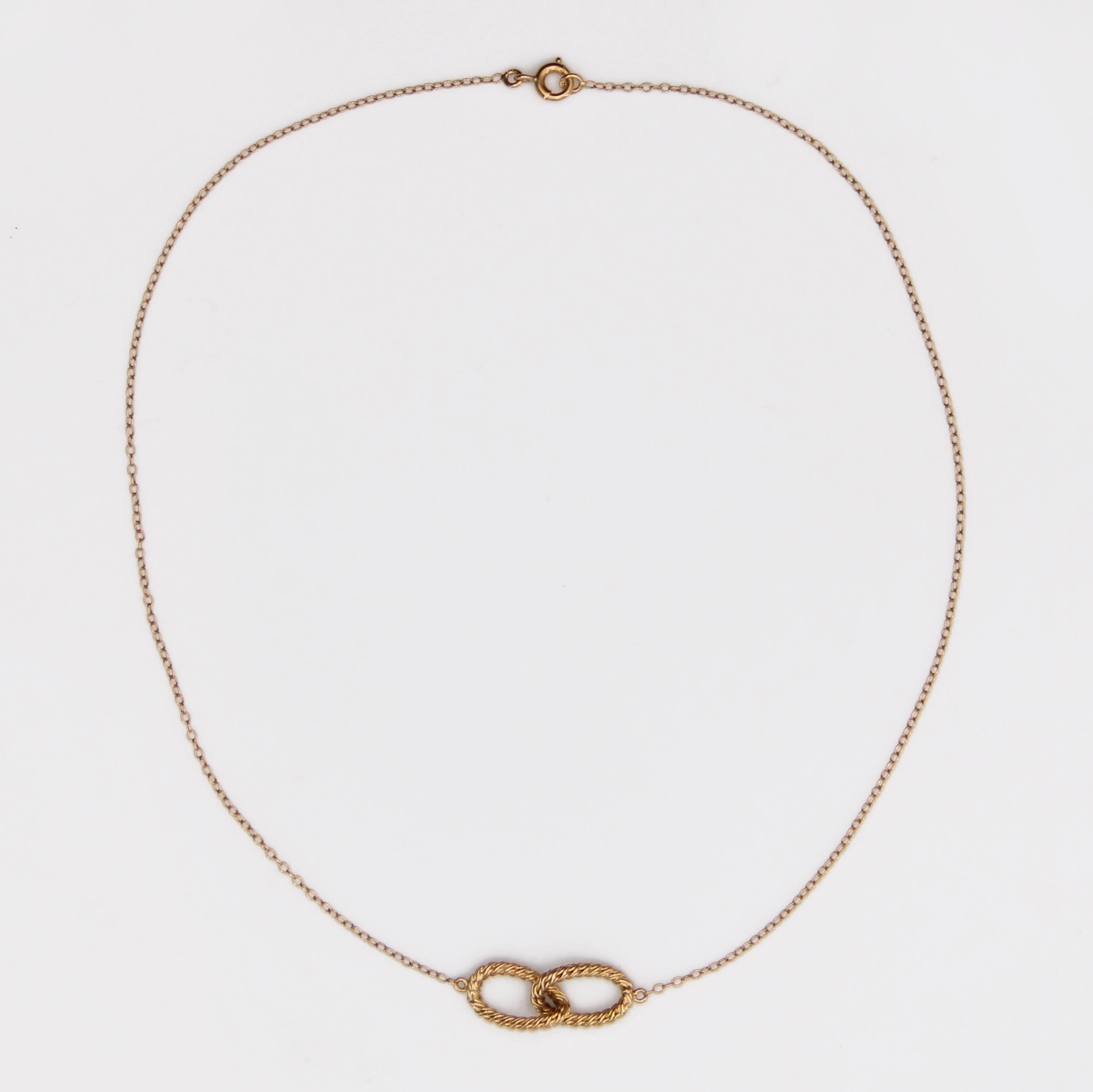 Modern 18 Karat Yellow Gold Interlaced Loop Chain Necklace In Good Condition In Poitiers, FR