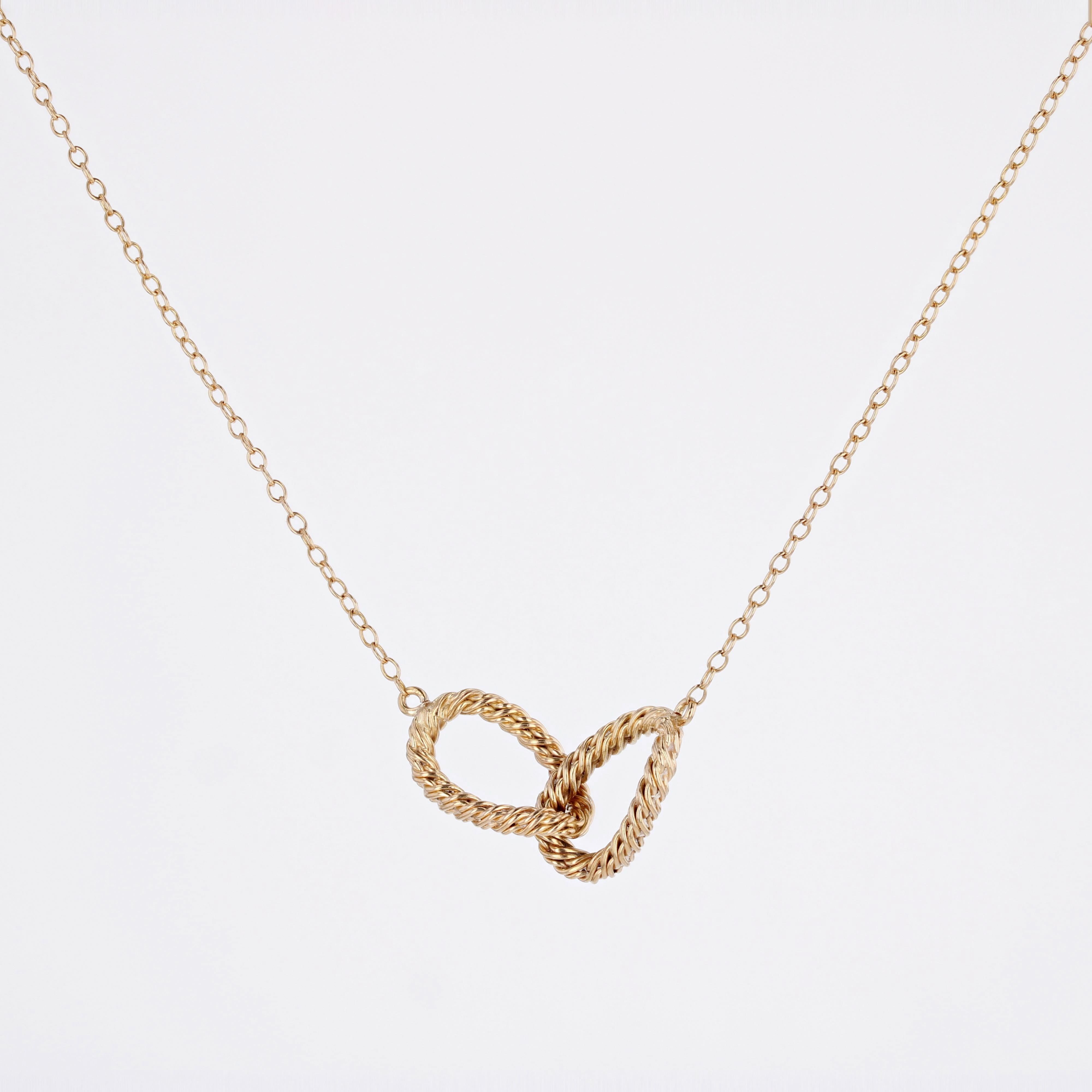 Modern 18 Karat Yellow Gold Interlaced Loop Chain Necklace 2