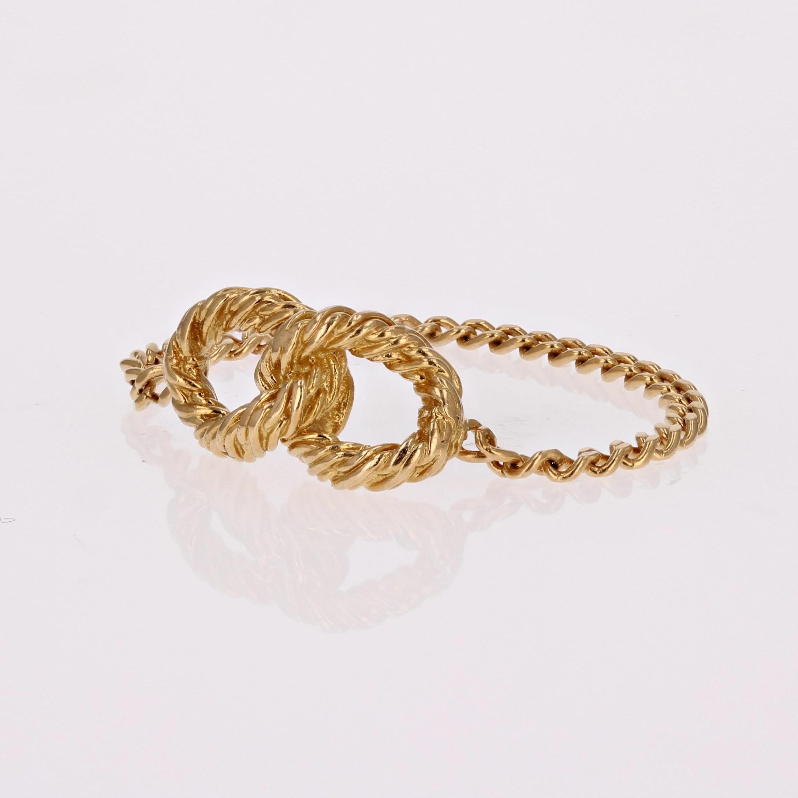 Modern 18 Karat Yellow Gold Interlaced Loop Chain Ring In Good Condition For Sale In Poitiers, FR