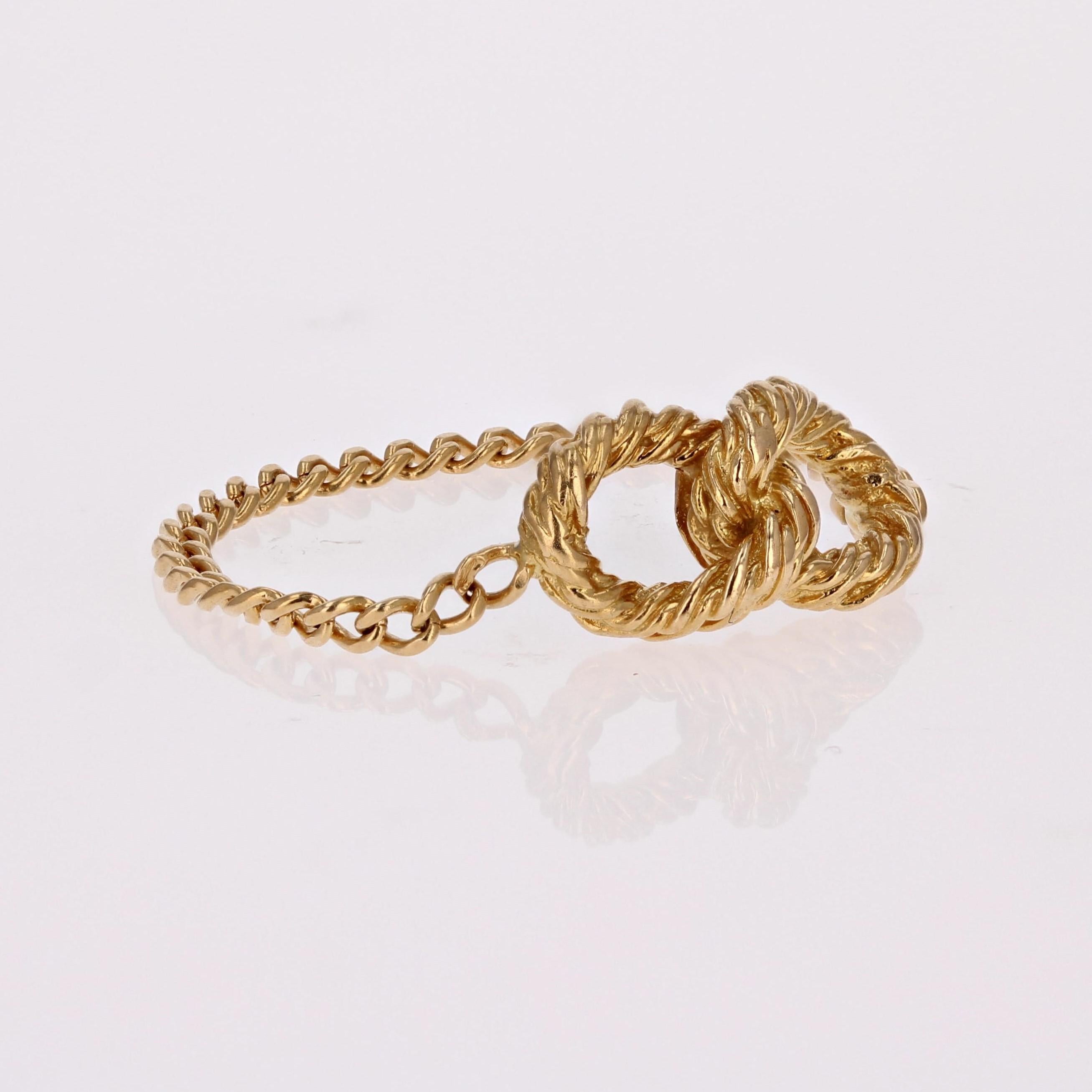 Women's Modern 18 Karat Yellow Gold Interlaced Loop Chain Ring For Sale