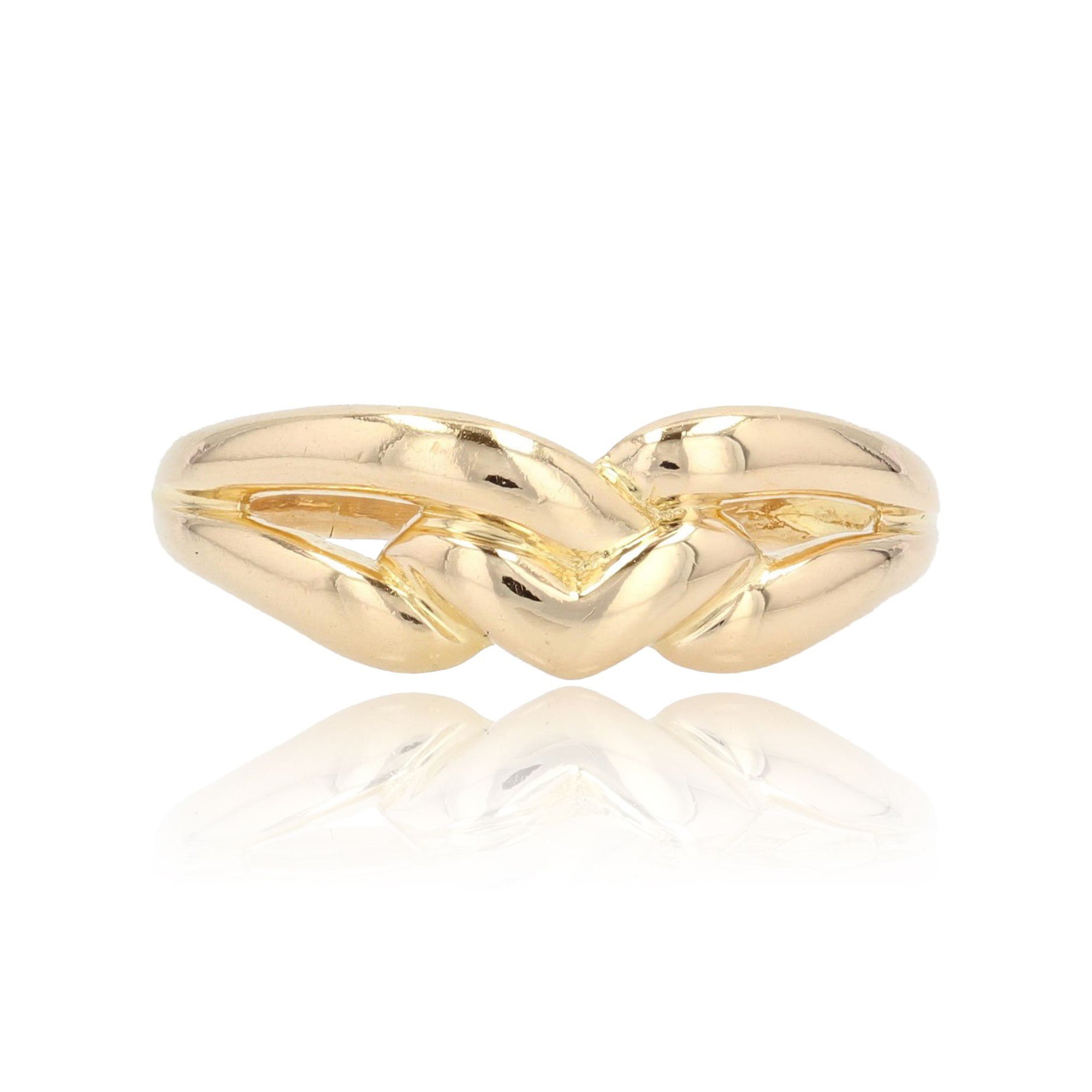 Moderner ineinander verschlungener Ring aus 18 Karat Gelbgold