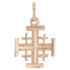 Moderner Jerusalem-Kreuz-Anhänger aus 18 Karat Gelbgold