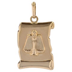 Modern 18 Karat Yellow Gold Libra Medal Pendant