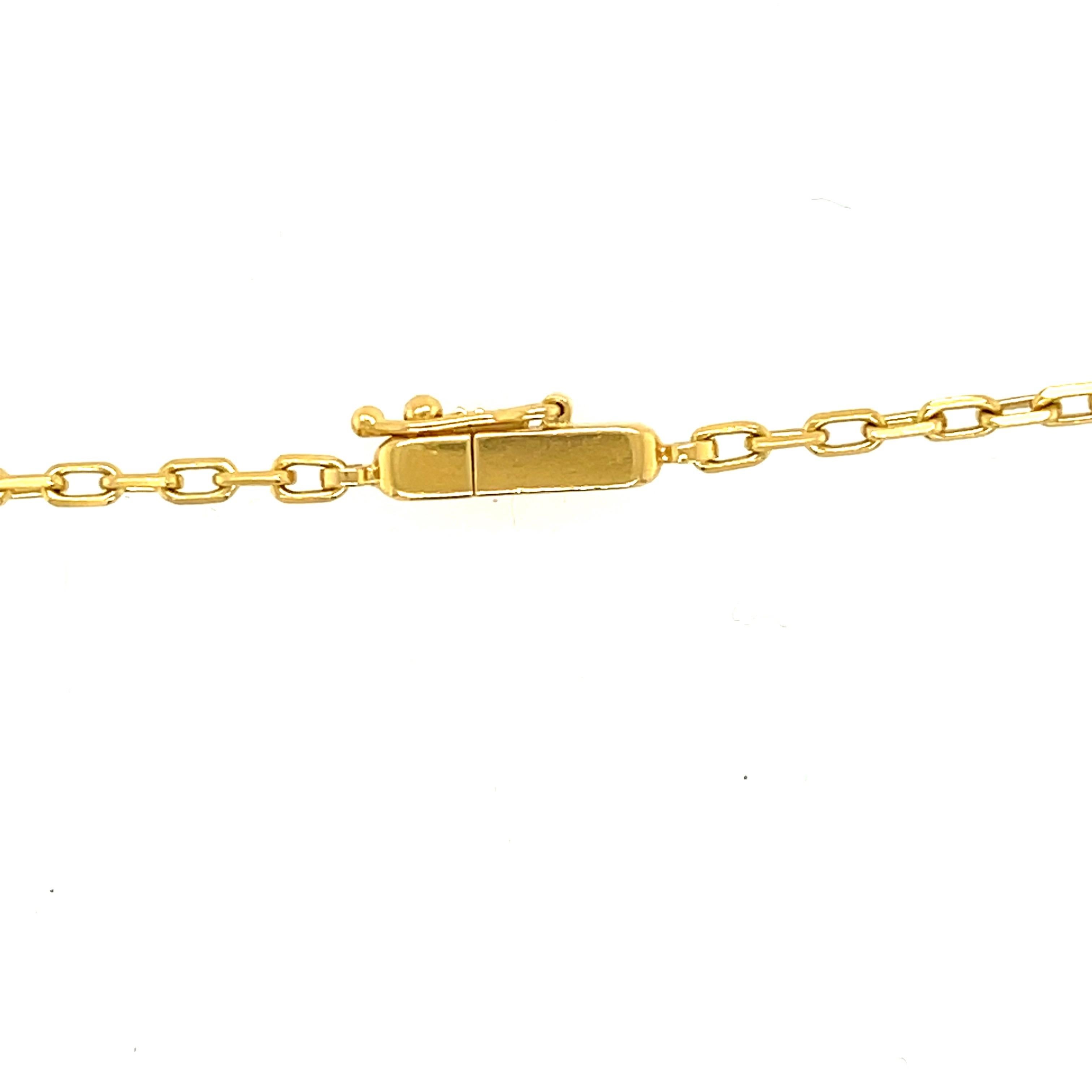 Modern 18 Karat Yellow Gold Long Chain with Diamonds In Good Condition In New York, NY