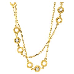 Modern 18 Karat Yellow Gold Long Chain with Diamonds