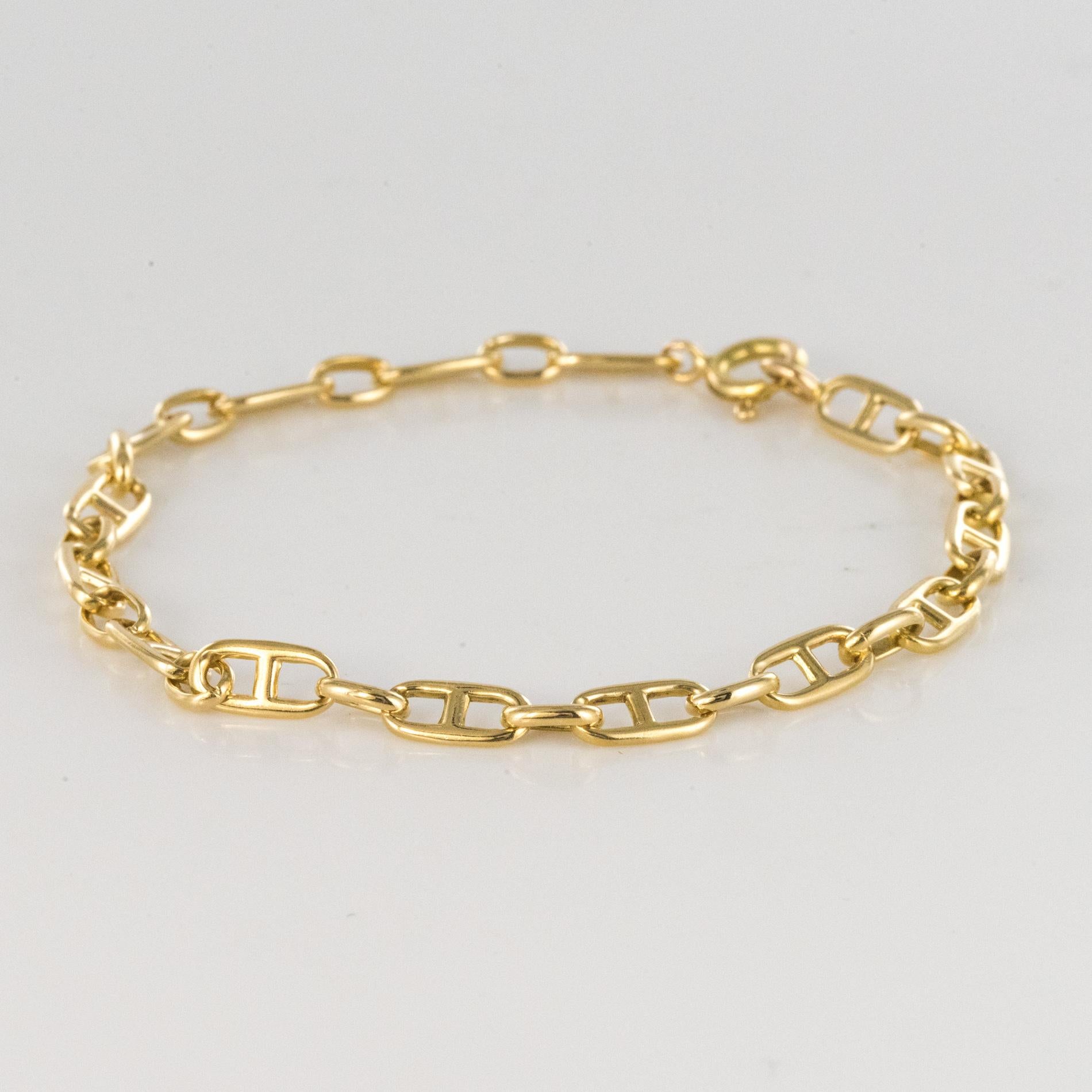 Women's Modern 18 Karat Yellow Gold Navy Link Curb Bracelet