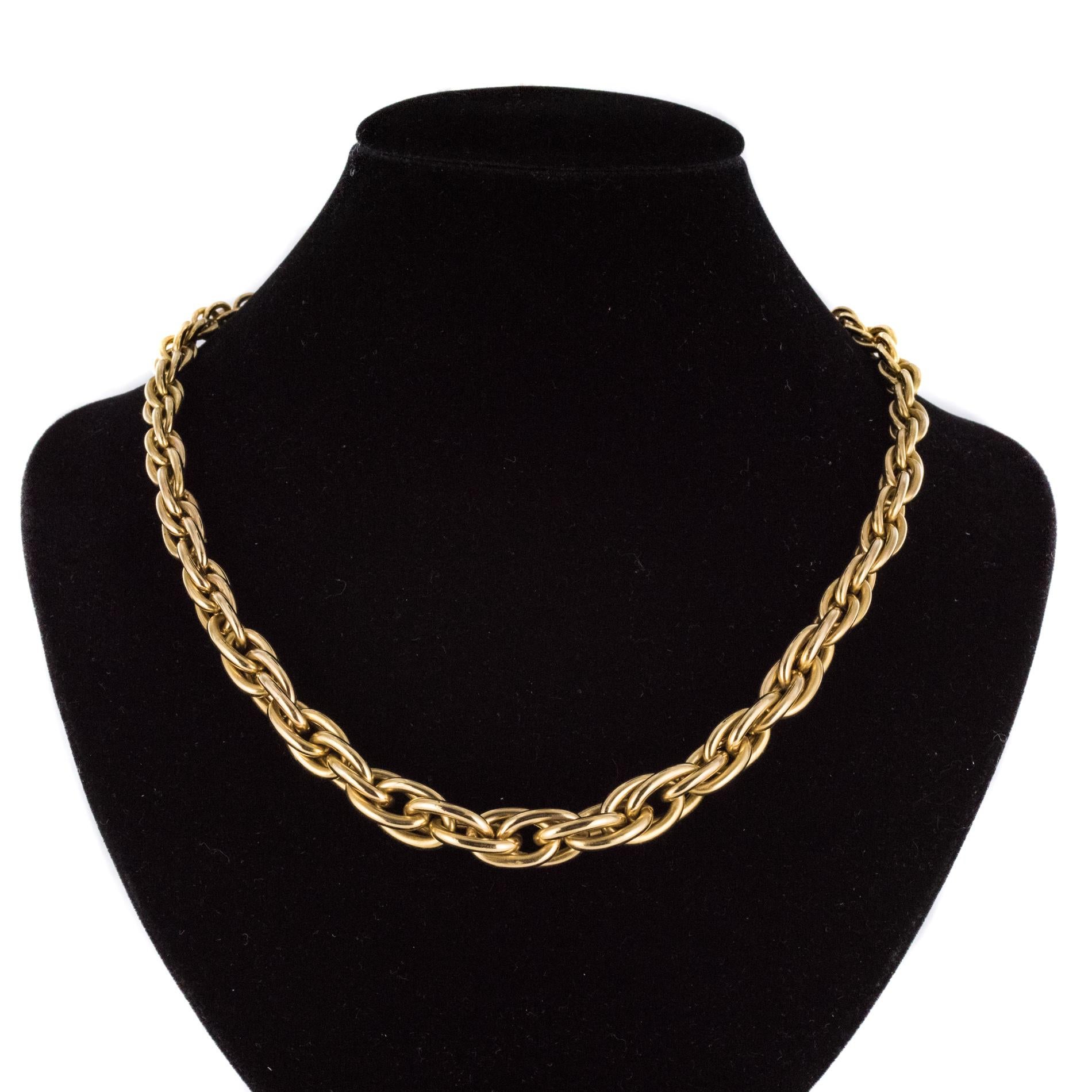 Modern 18 Karat Yellow Gold Nested Mesh Necklace In Good Condition In Poitiers, FR