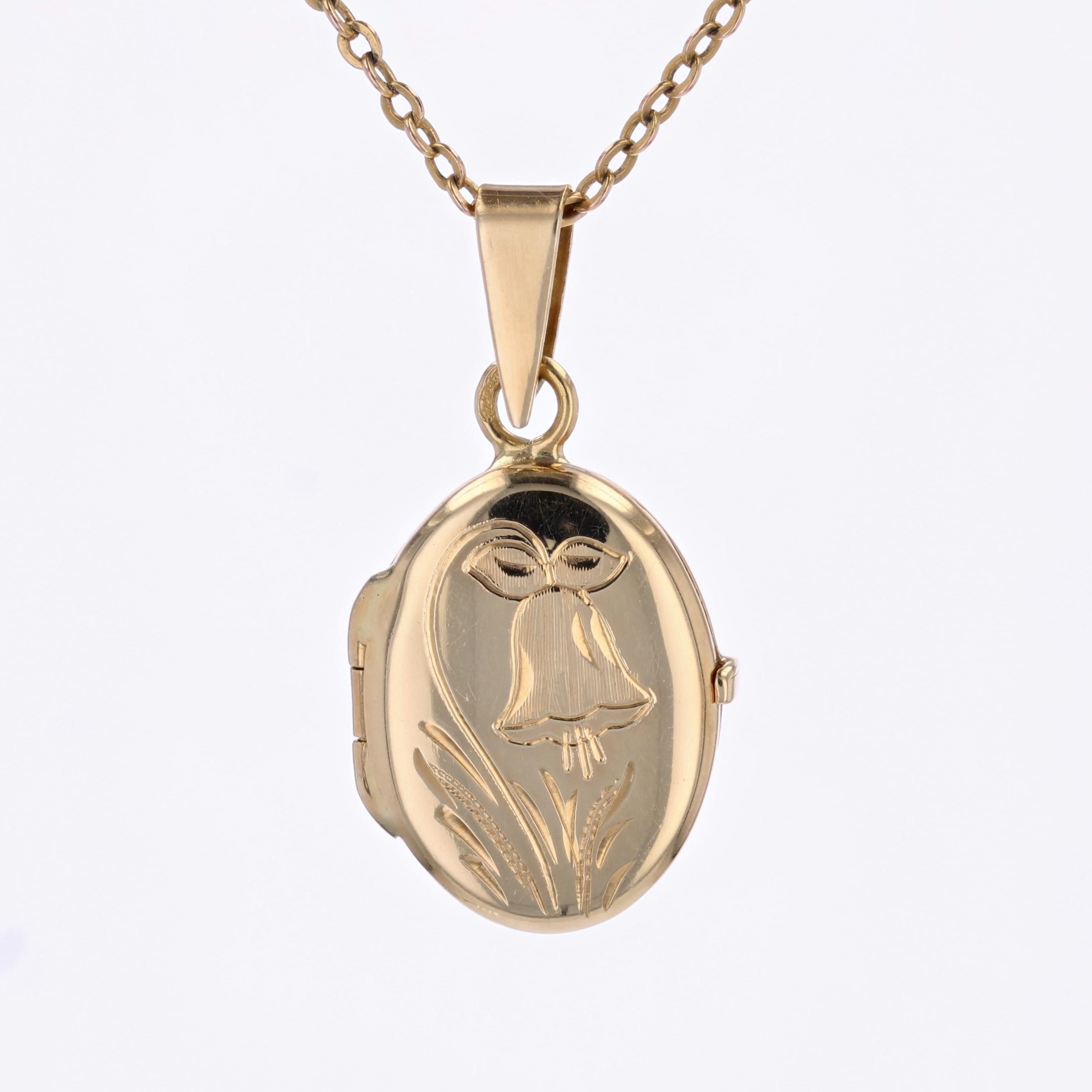 Pendentif médaillon ovale moderne en or jaune 18 carats en vente 7