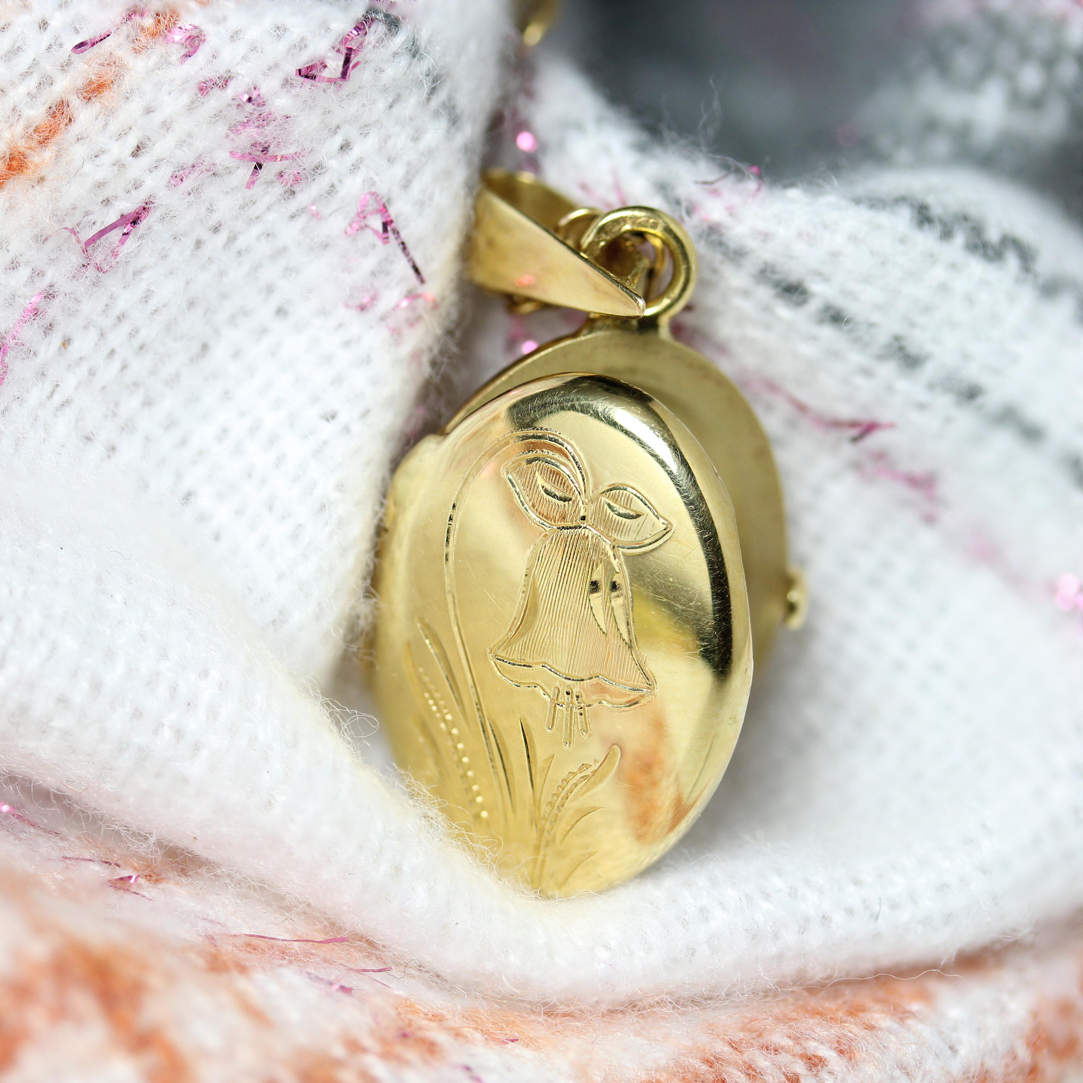 Pendentif médaillon ovale moderne en or jaune 18 carats en vente 3