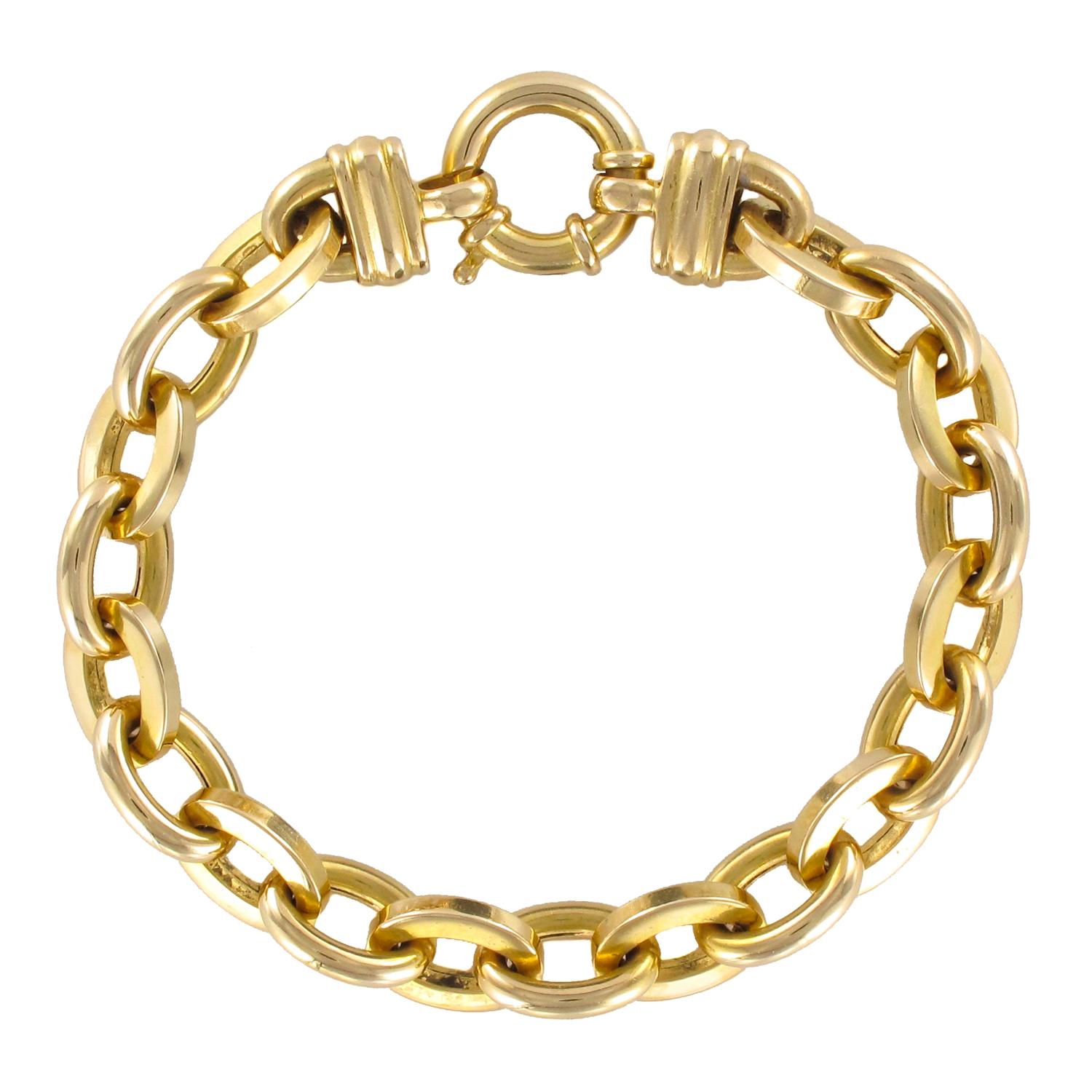 Modern 18 Karat Yellow Gold Oval Mesh Chain Bracelet at 1stDibs