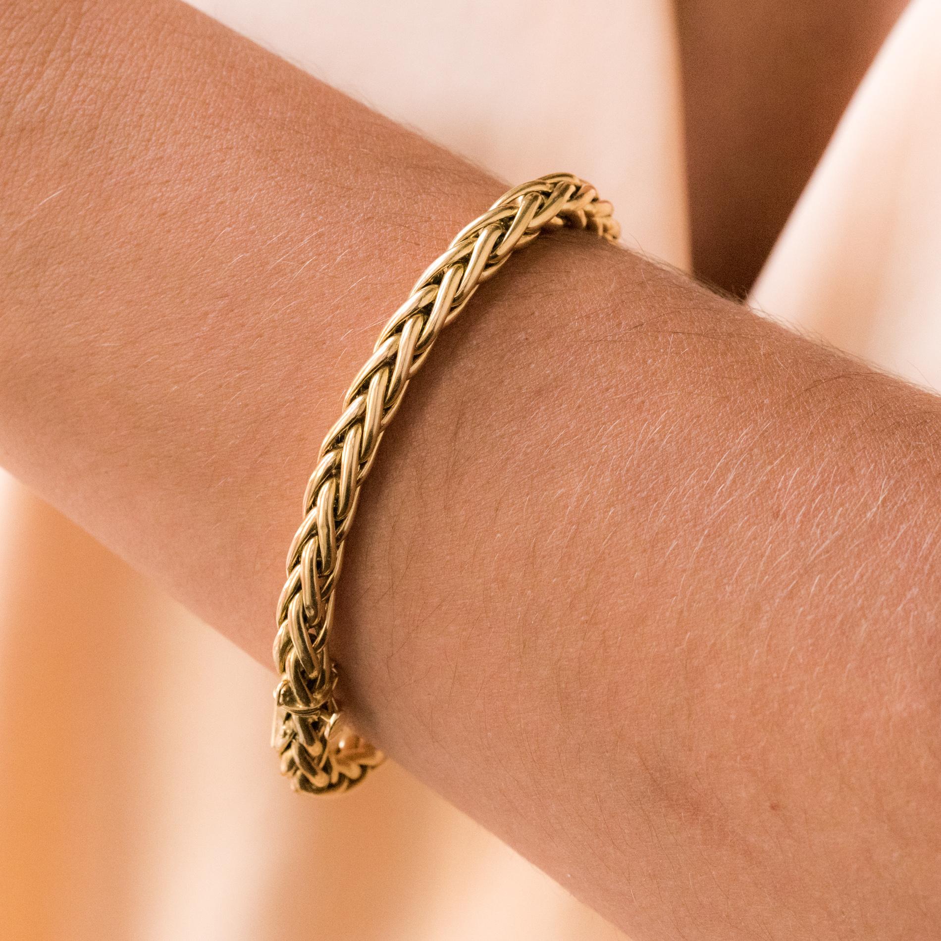 Modern 18 Karat Yellow Gold Palm Tree Mesh Bracelet 1