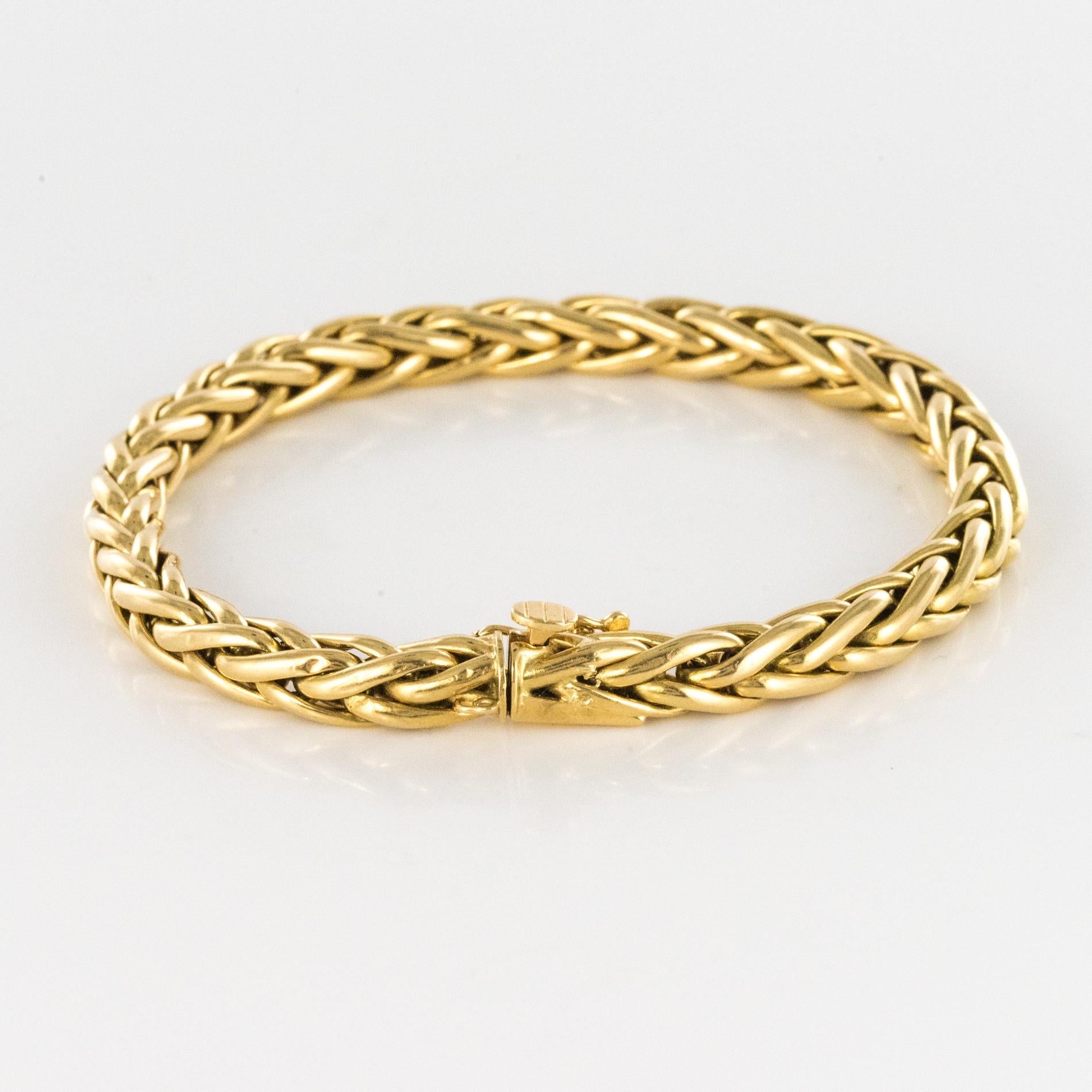 Modern 18 Karat Yellow Gold Palm Tree Mesh Bracelet 4