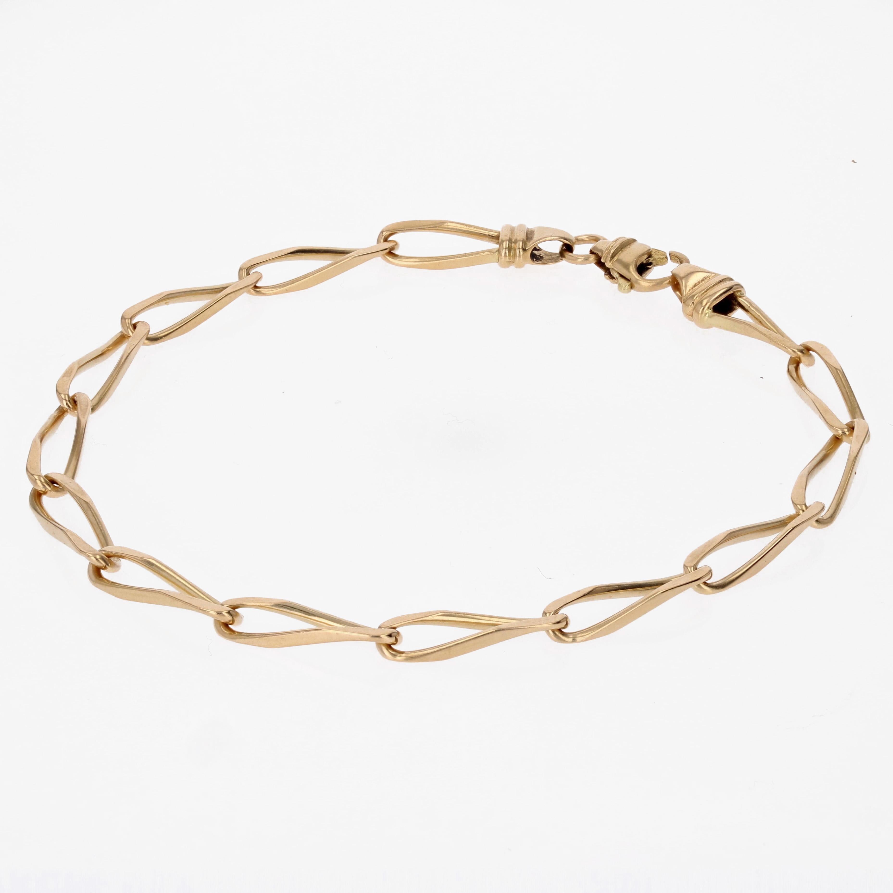 Bracelet moderne à maillons rectangulaires en or jaune 18 carats Bon état - En vente à Poitiers, FR