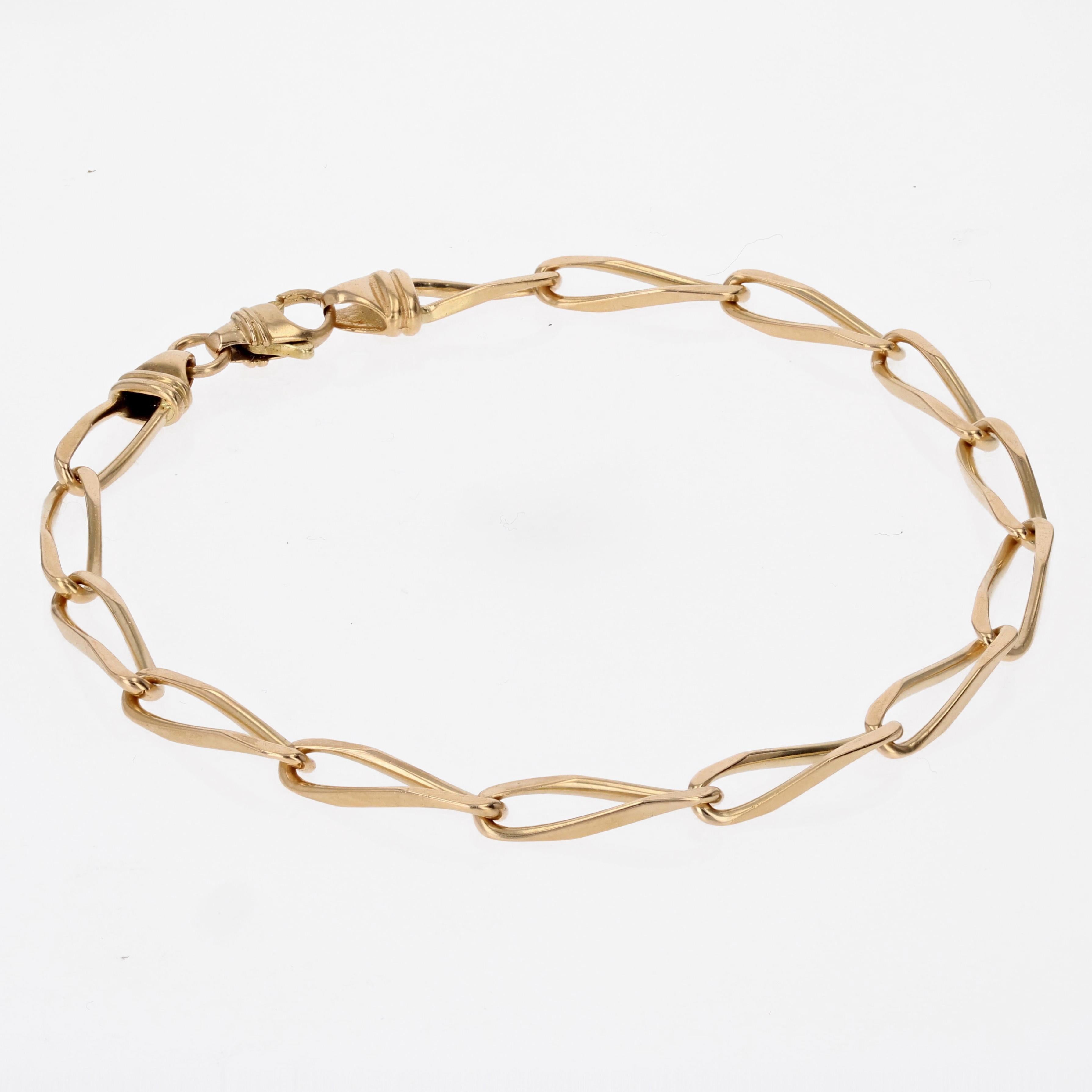 Bracelet moderne à maillons rectangulaires en or jaune 18 carats Unisexe en vente
