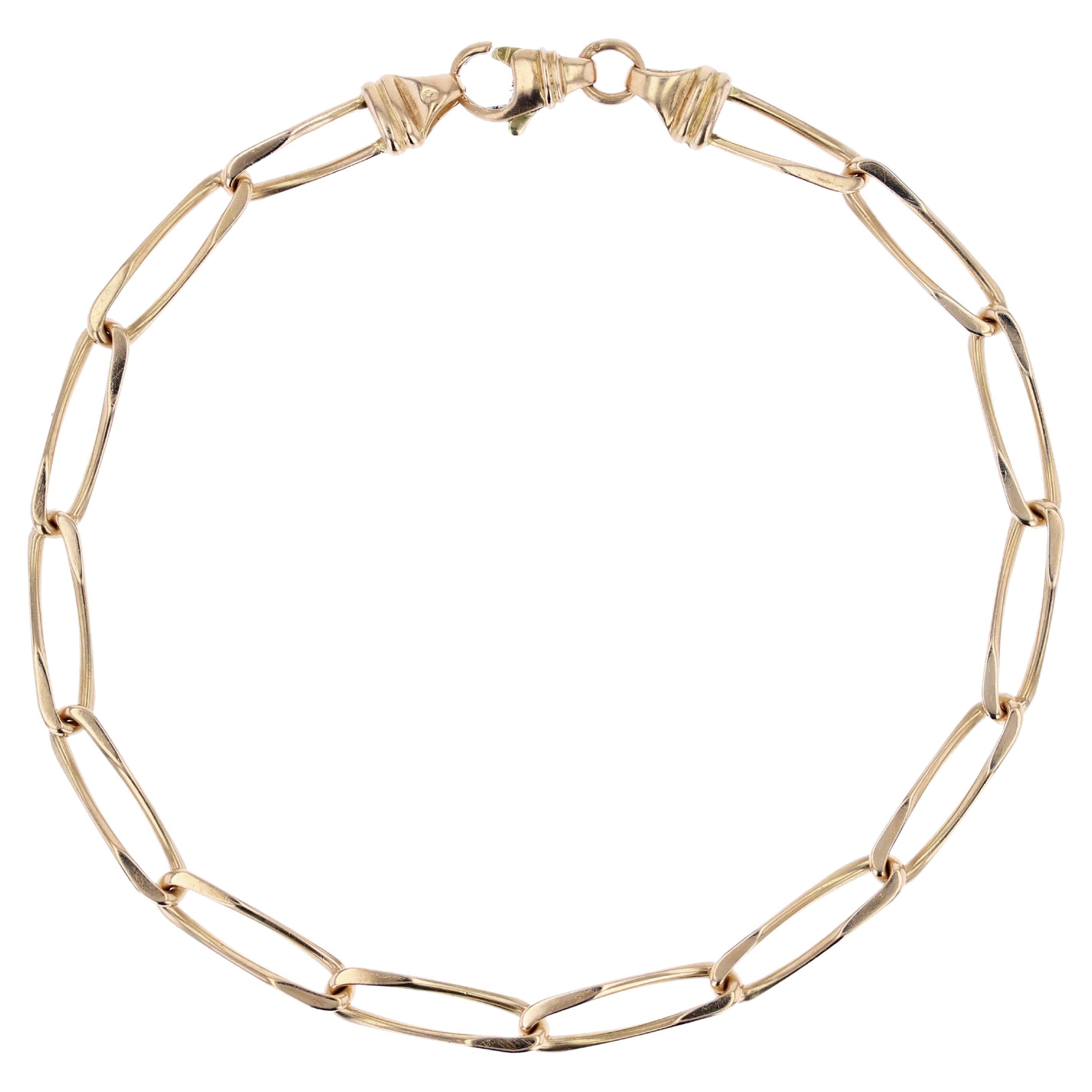 Modern 18 Karat Yellow Gold Rectangular Links Curb Bracelet