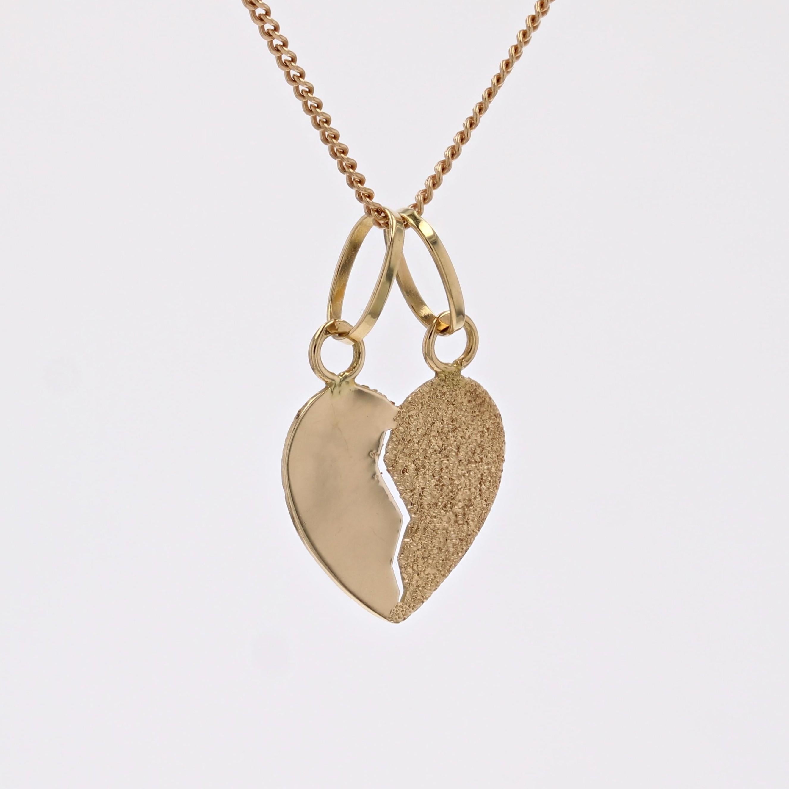 Pendentif et chaîne moderne en or jaune 18 carats en forme de cœur Excellent état - En vente à Poitiers, FR