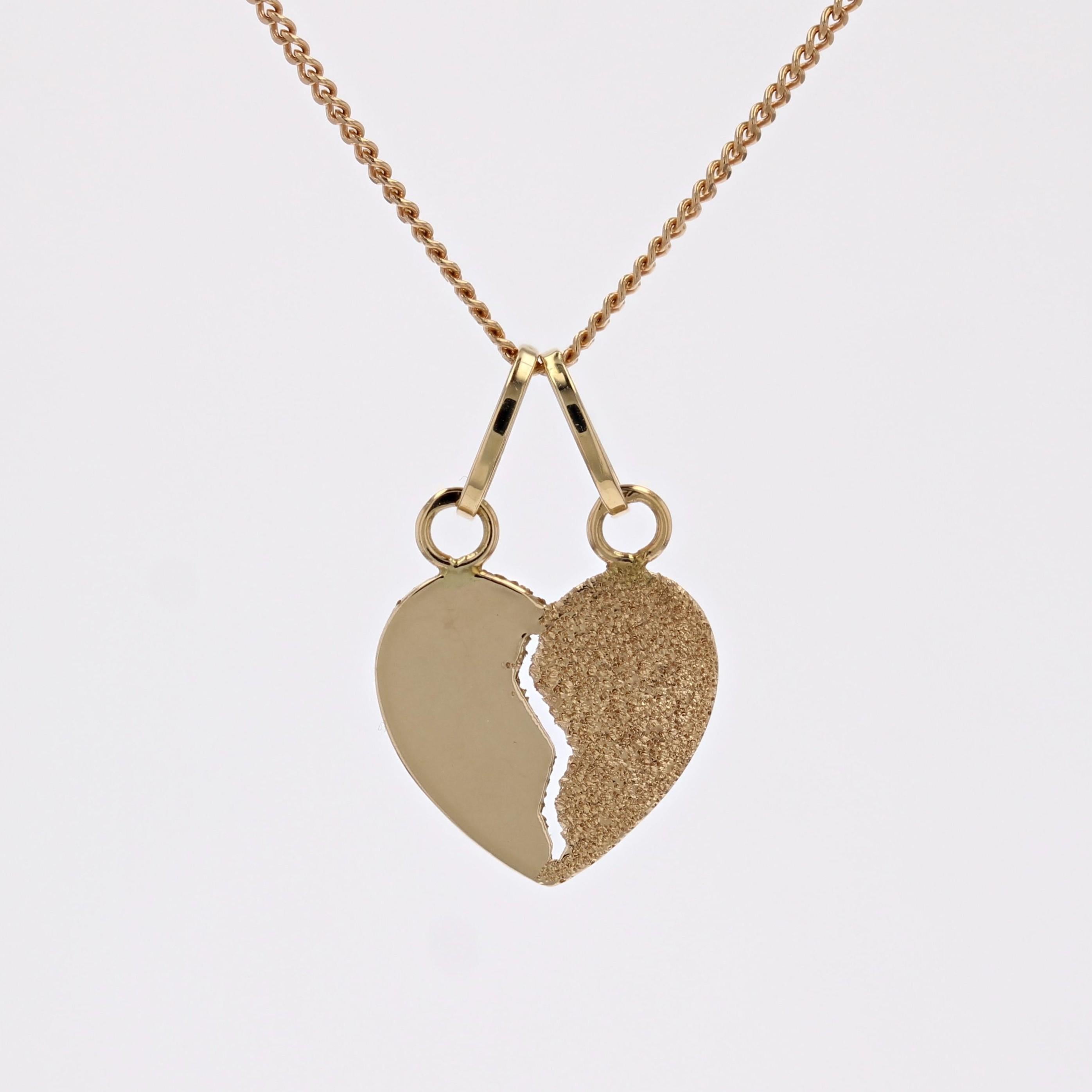 Pendentif et chaîne moderne en or jaune 18 carats en forme de cœur en vente 3