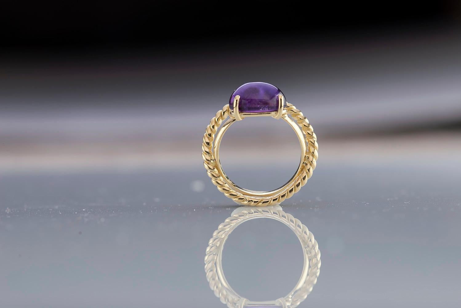 Twist Love Amethyst Modern 18 Karat Yellow Gold Handcrafted Design Ring In New Condition For Sale In Rome, IT