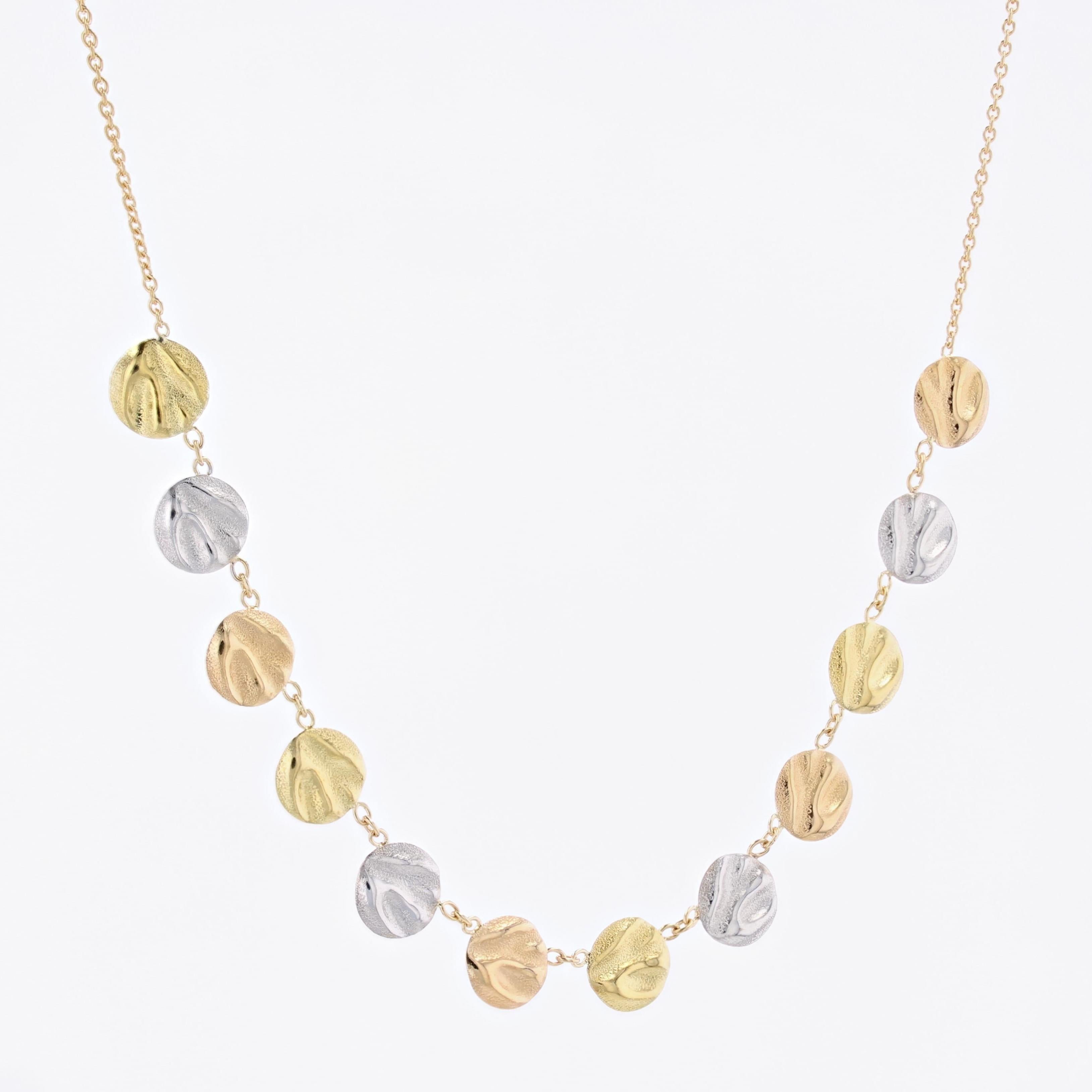 Collana moderna di pallini in oro giallo, bianco e rosa a 18 carati In condizioni ottime in vendita a Poitiers, FR