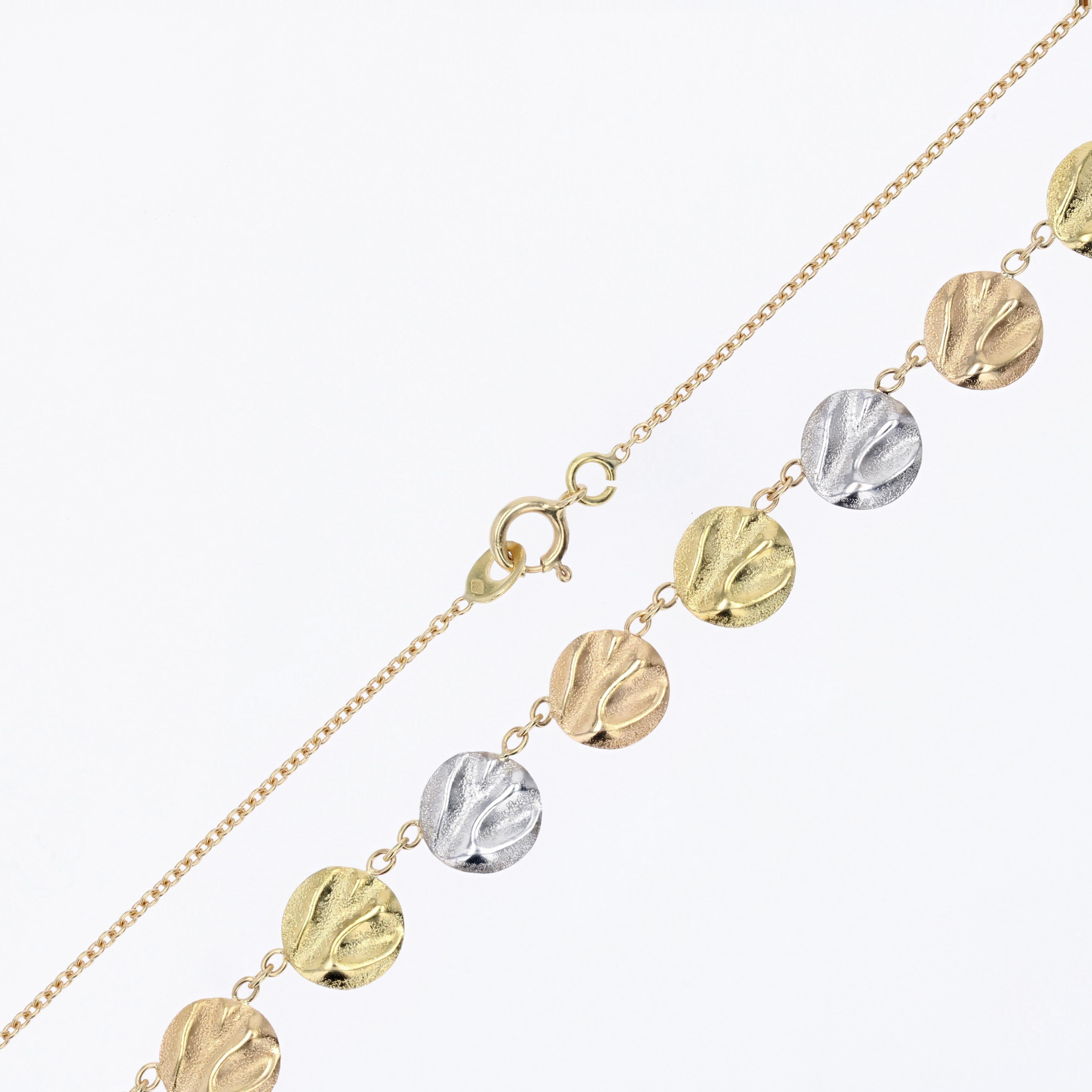Collana moderna di pallini in oro giallo, bianco e rosa a 18 carati in vendita 3