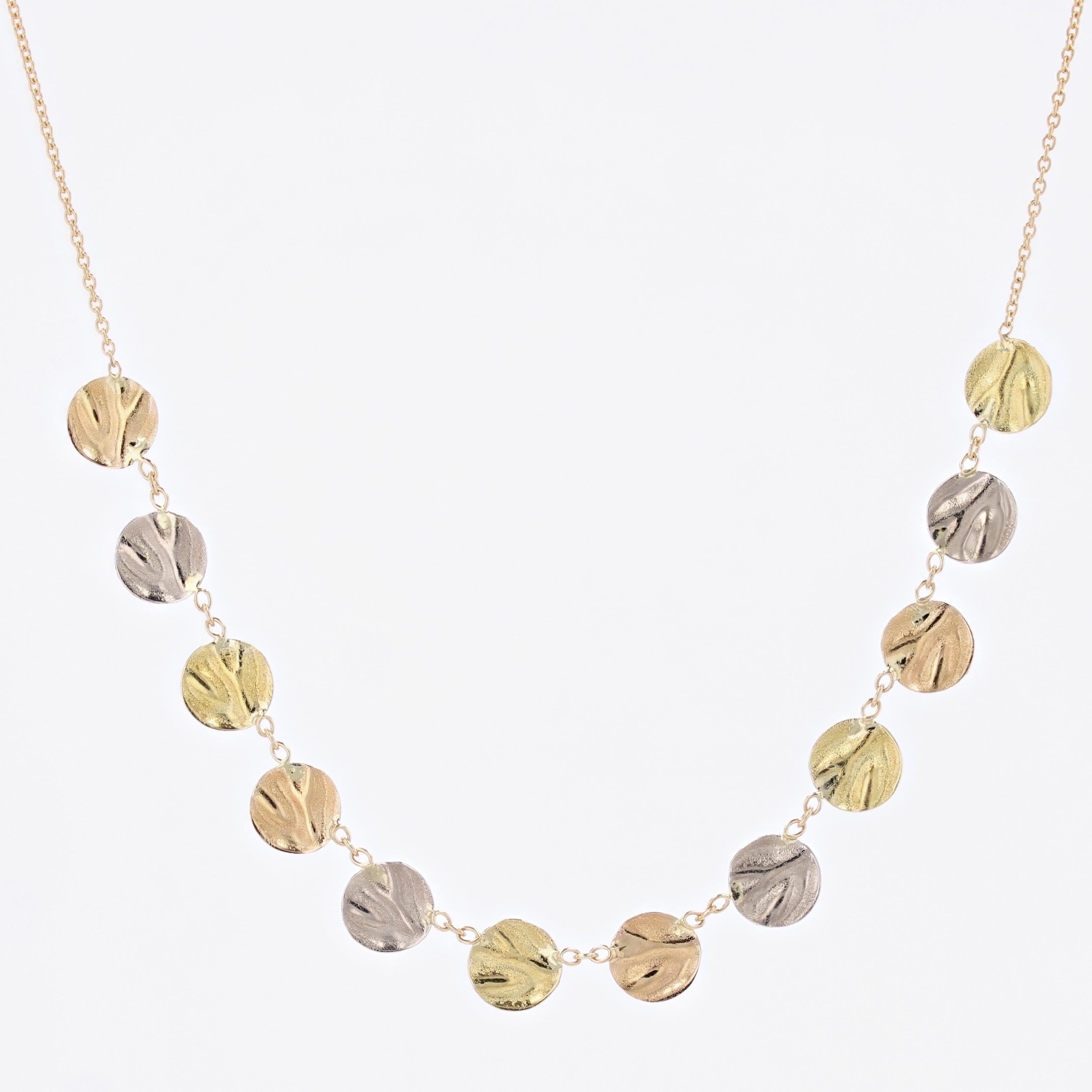 Collana moderna di pallini in oro giallo, bianco e rosa a 18 carati in vendita 4