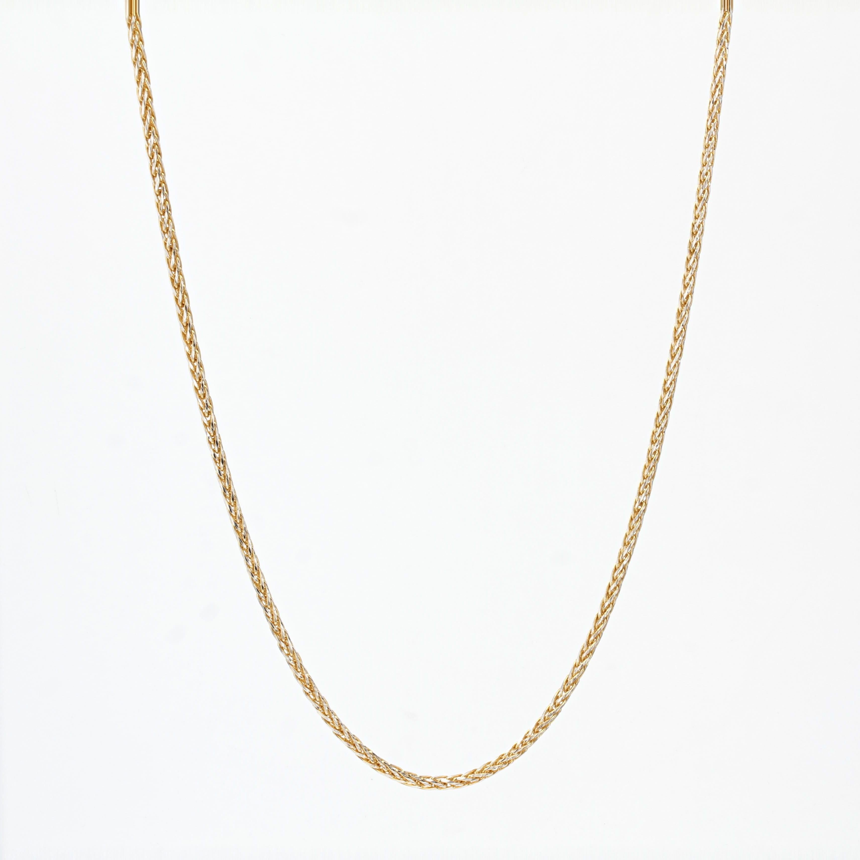 Modern 18 Karat Yellow White Gold Palm Tree Mesh Chain In Good Condition For Sale In Poitiers, FR