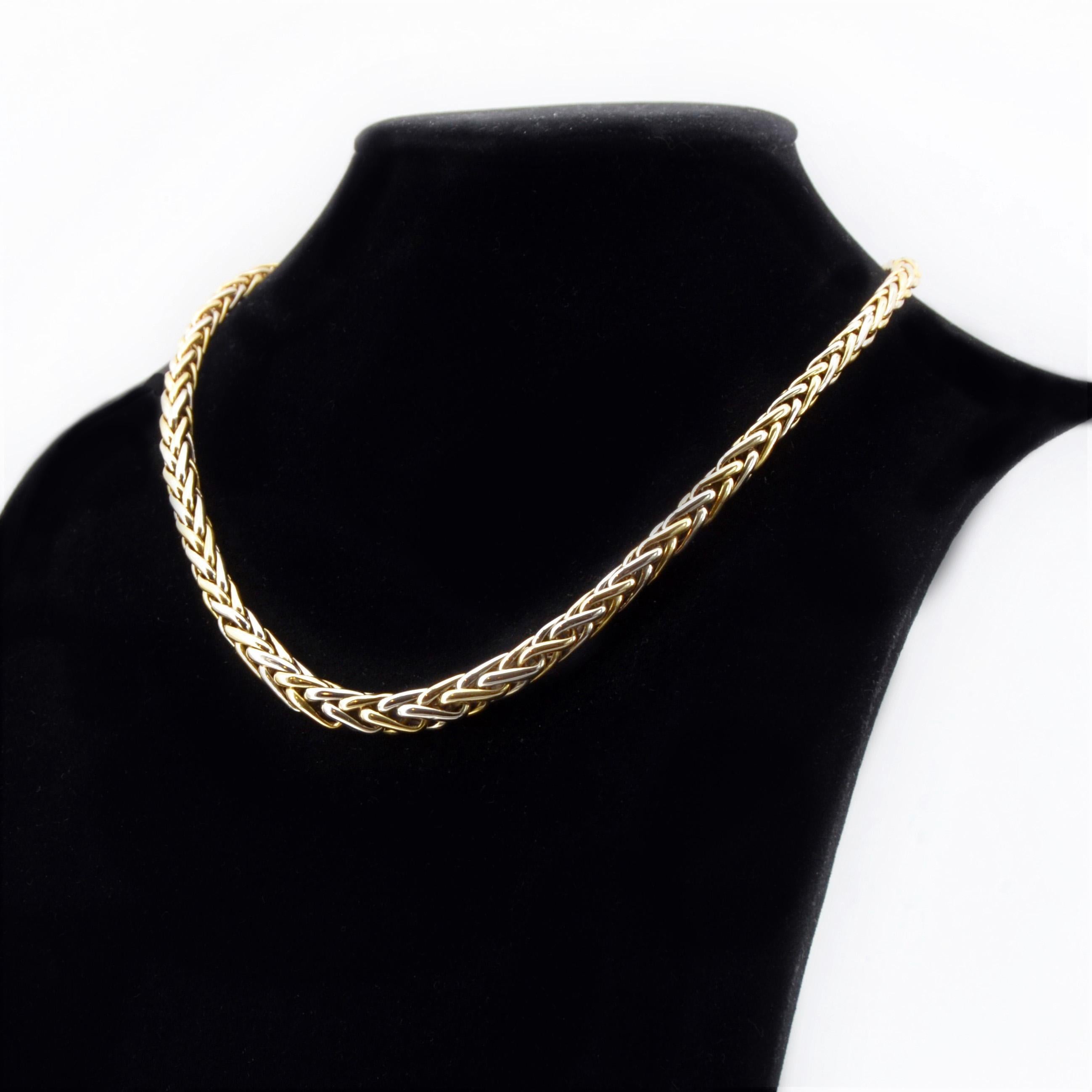 Modern 18 Karat Yellow White Gold Palm Tree Mesh Necklace 3