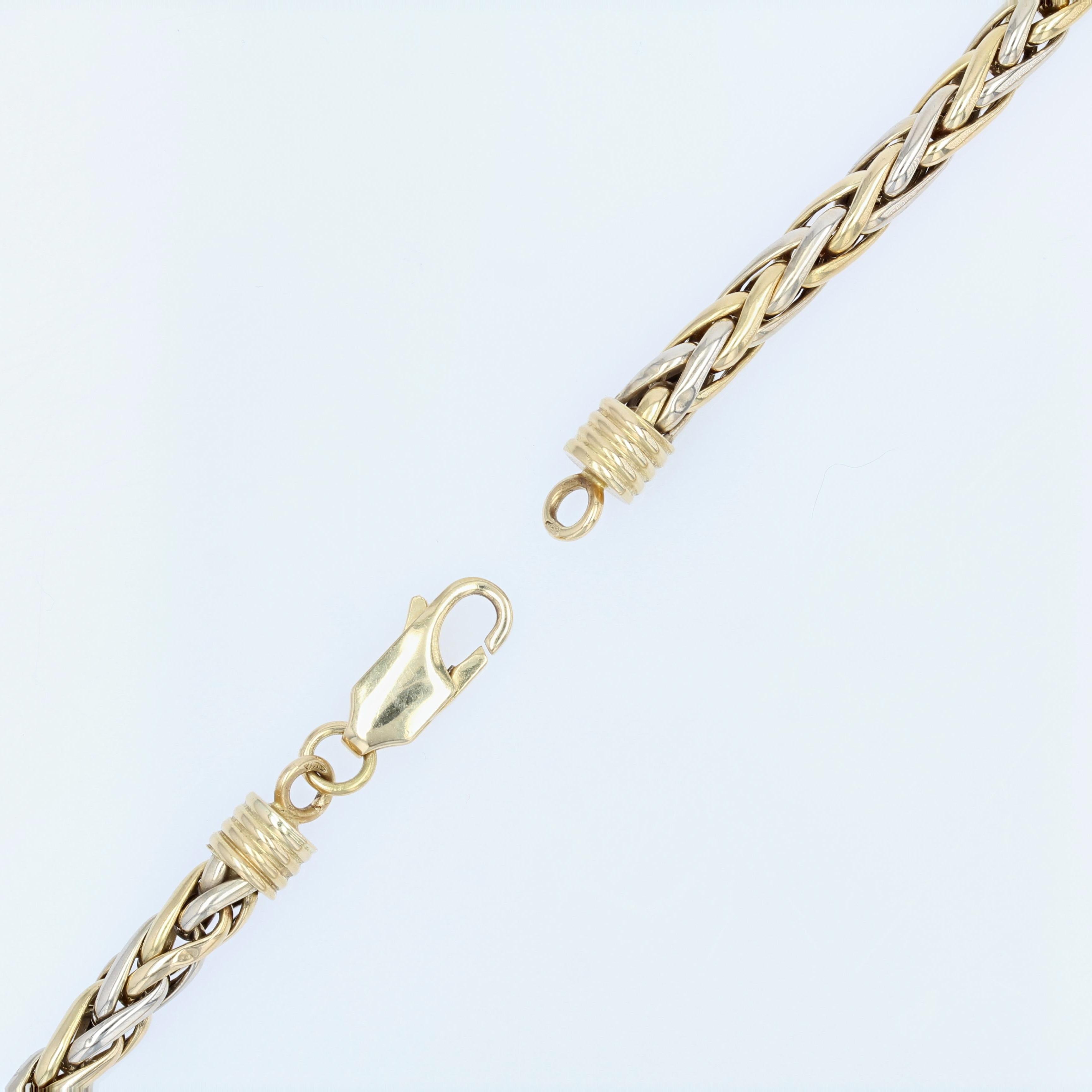 Modern 18 Karat Yellow White Gold Palm Tree Mesh Necklace 5