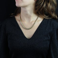 Modern 18 Karat Yellow White Gold Palm Tree Mesh Necklace