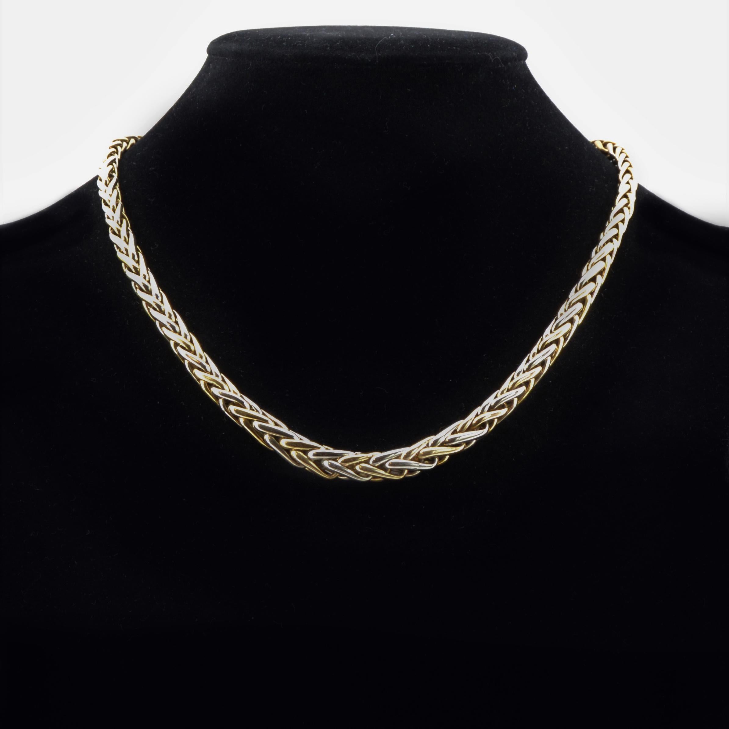 Modern 18 Karat Yellow White Gold Palm Tree Mesh Necklace 1