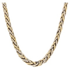 Modern 18 Karat Yellow White Gold Palm Tree Mesh Necklace