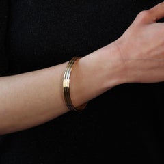 Modern 18 Karat Yellow White Rose Gold Bangle Bracelet