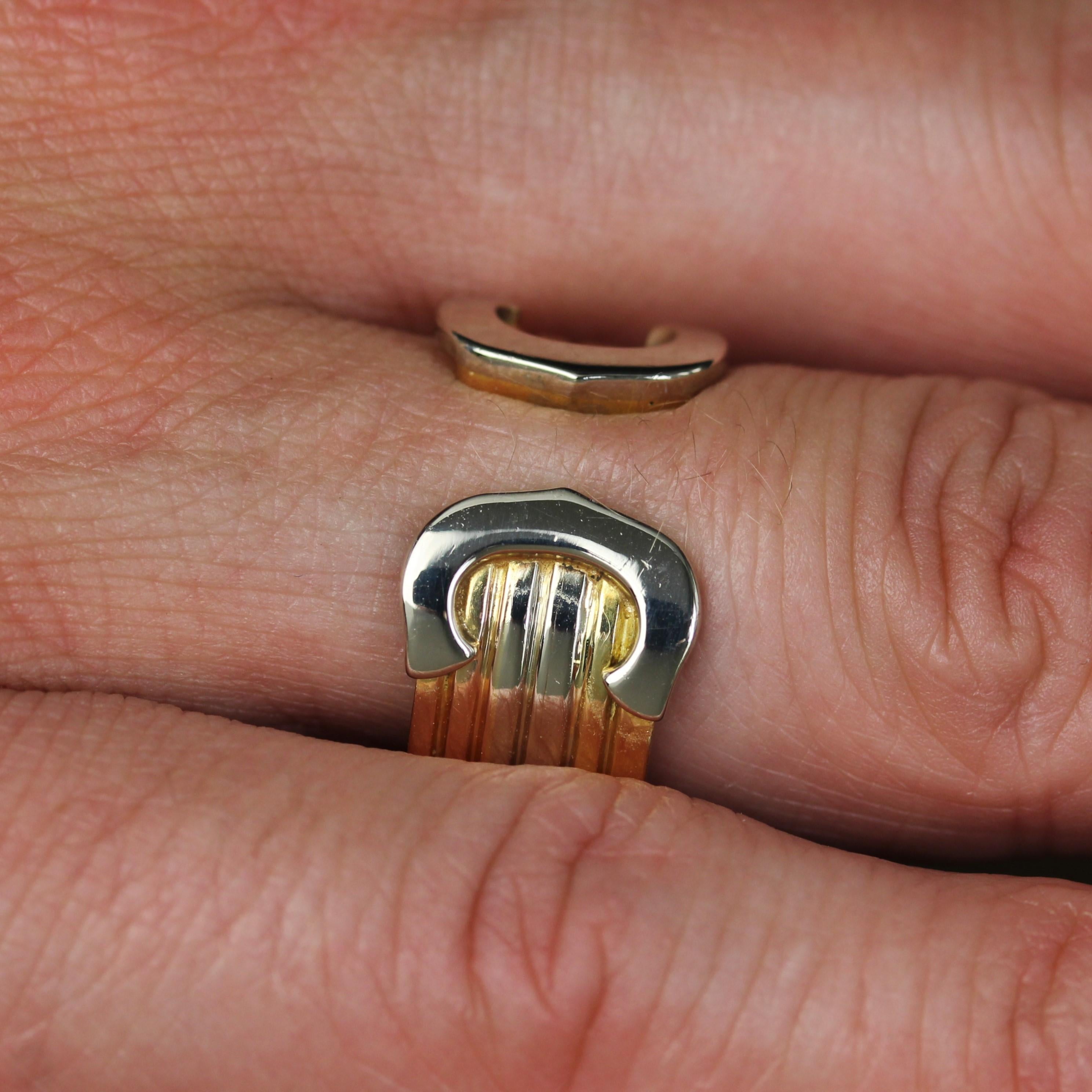 Modern 18 Karats 3 Golds Double C Cartier Style Ring 6