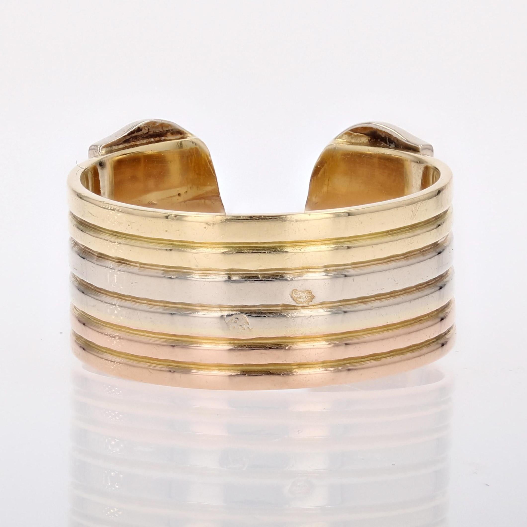 Modern 18 Karats 3 Golds Double C Cartier Style Ring 10