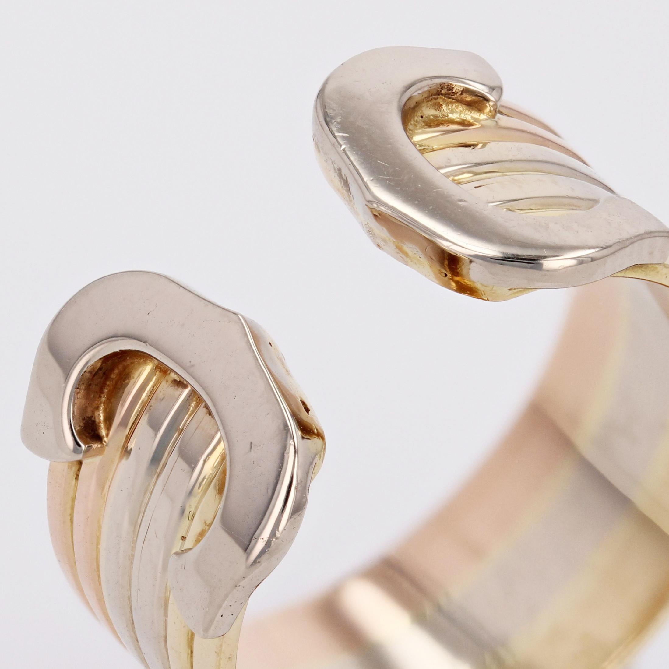 Modern 18 Karats 3 Golds Double C Cartier Style Ring 3