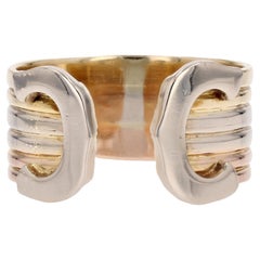 Moderner Ring aus 18 Karat 3 Gold im Cartier-Stil, Double C