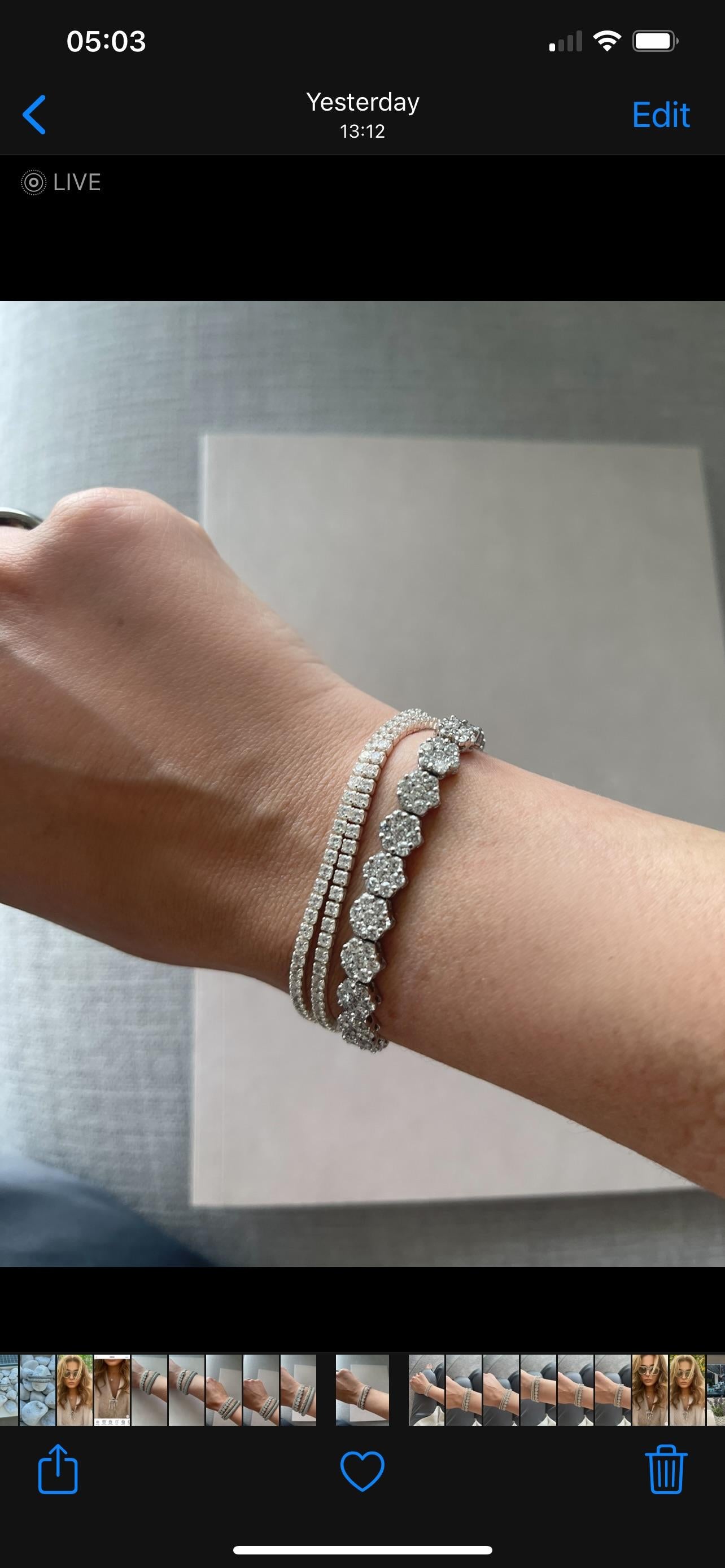 Femenino o masculino Moderna pulsera tenis de diamantes en oro blanco de 18 ct en venta