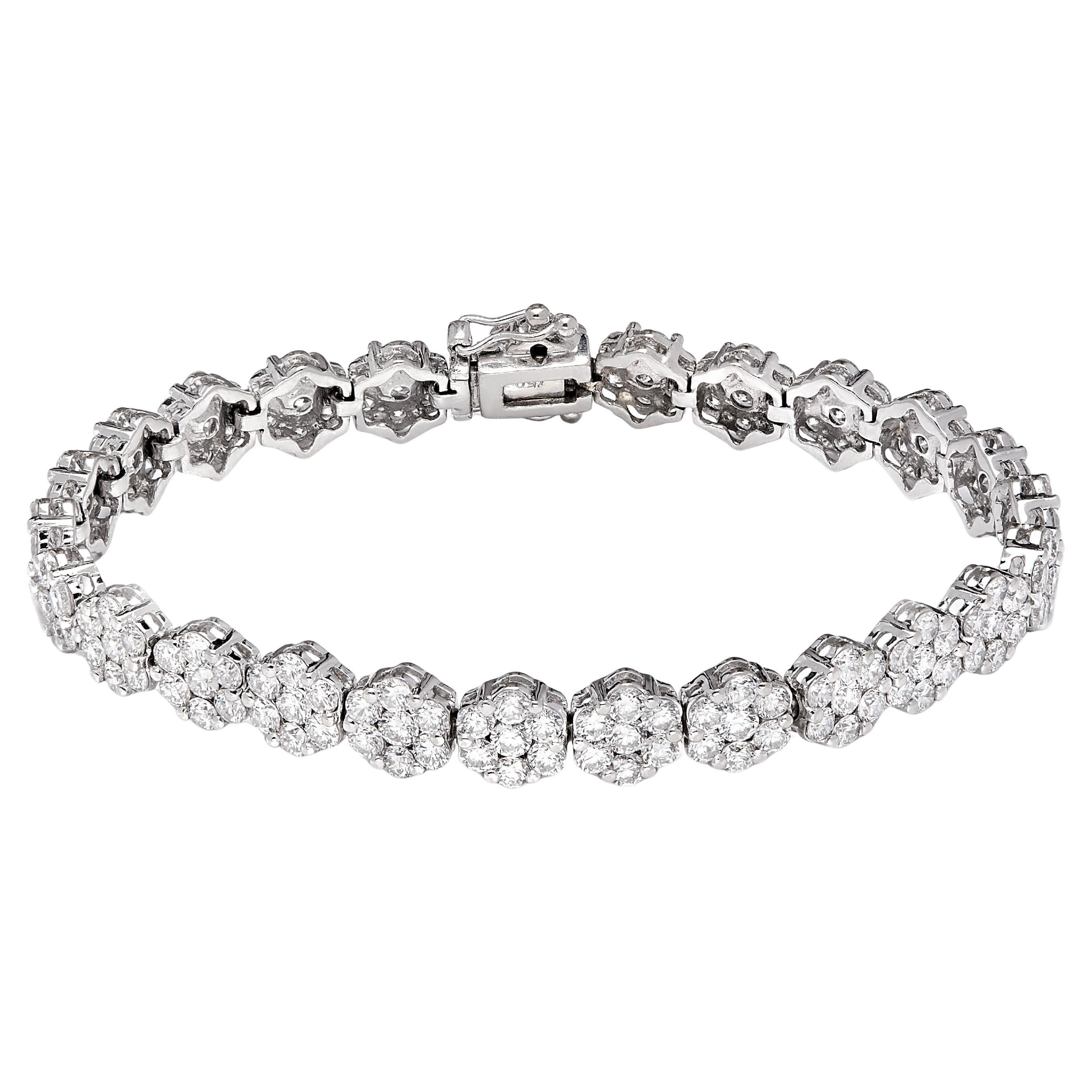 Moderna pulsera tenis de diamantes en oro blanco de 18 ct en venta