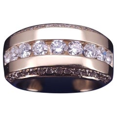 Modern 18K Gold Diamond Band Ring with Channel Set Round Diamonds