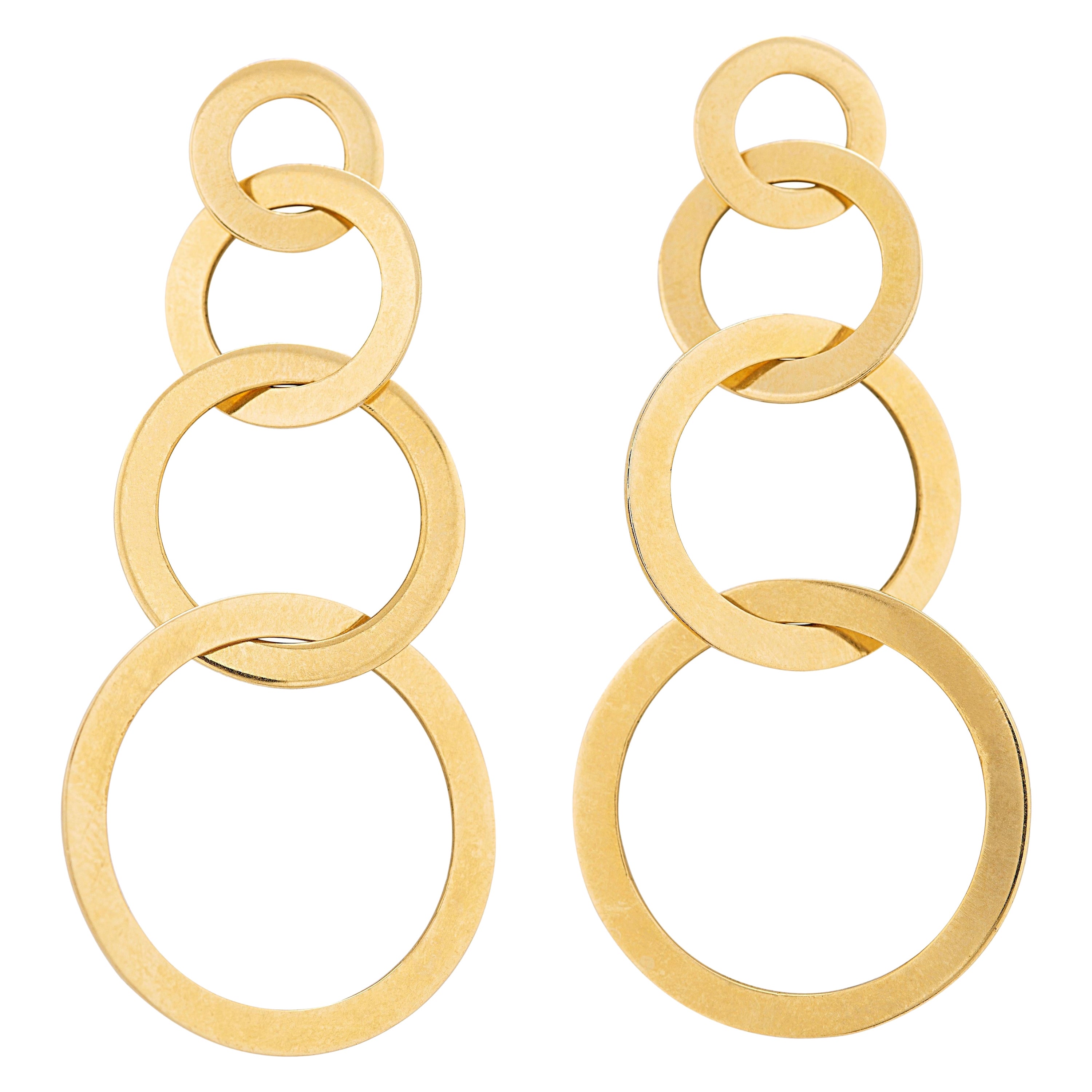 Boucles d'oreilles imbriquées modernes en or 18 carats fabriquées à la main en Italie