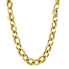 Modern 18K Gold Large Curb Link Necklace & Bracelet Set by David Yurman