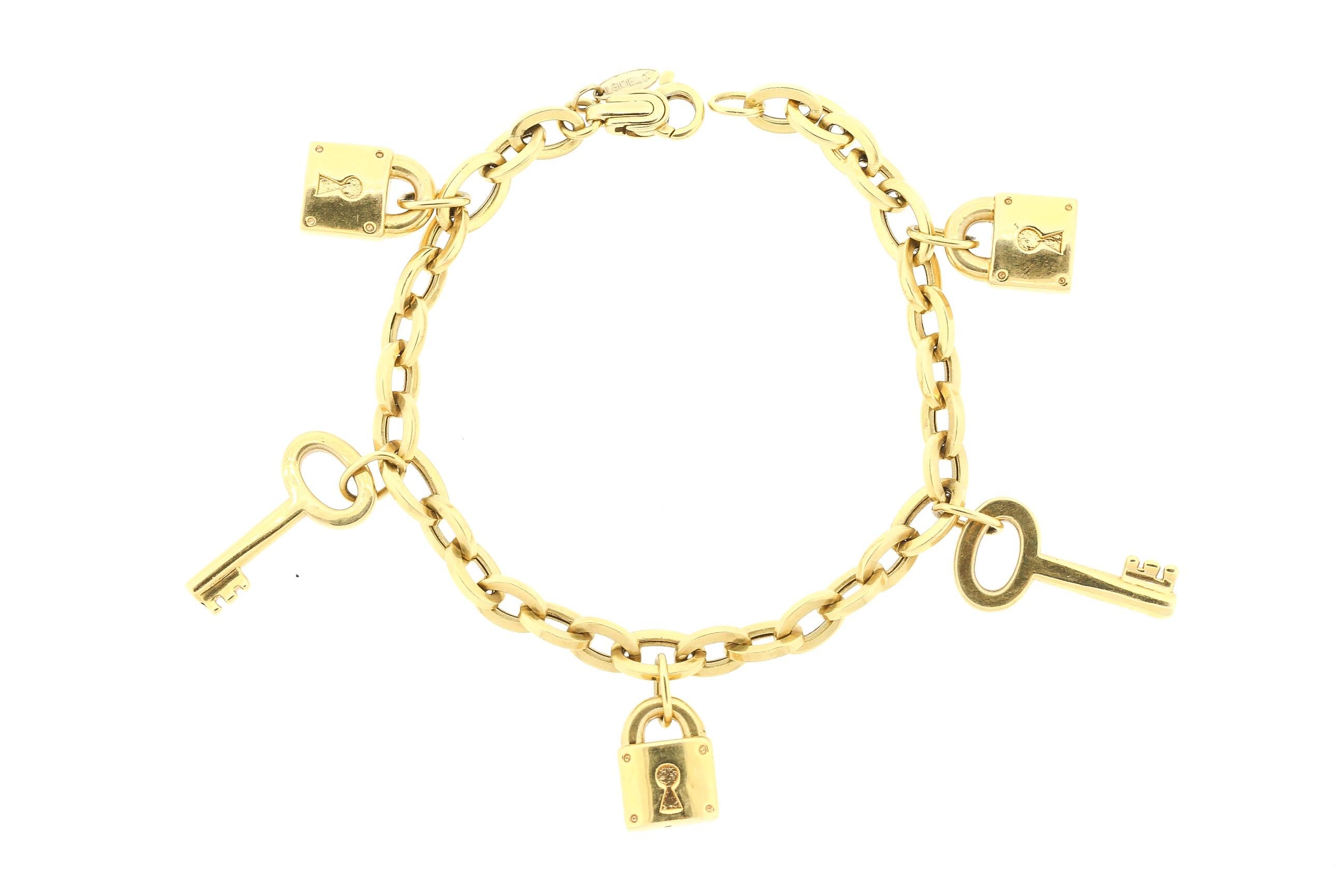 Modernes Padlock- und Schlüsselanhänger-Armband aus 18 Karat Gold im Angebot 1