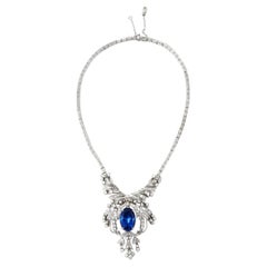 Moderne 18K Gold Tansanit und Diamant Tropfen Halskette